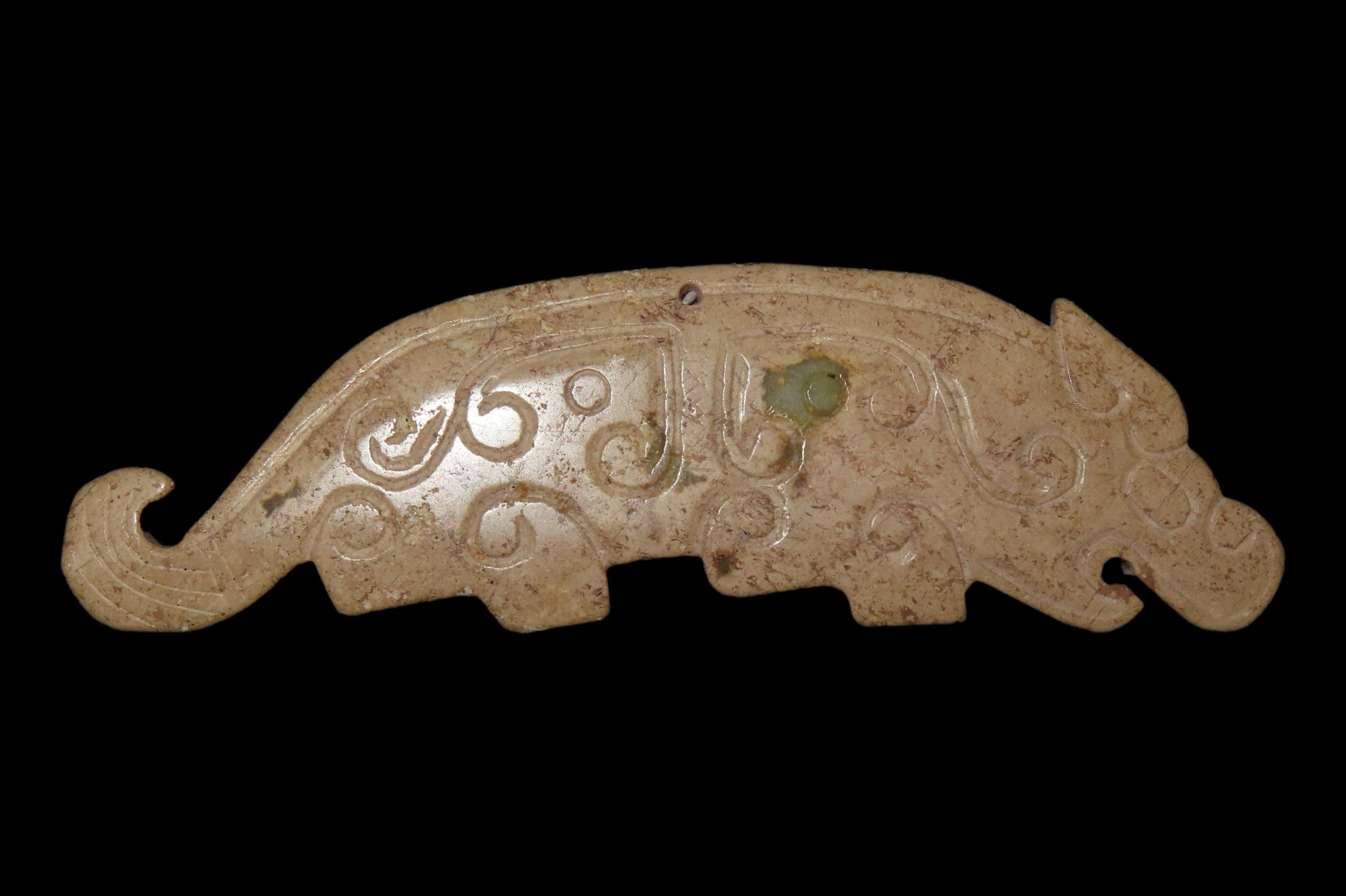 Nice Antique Chinese Hongshan Culture Jade Effigy Pendant, Hand Made Example.