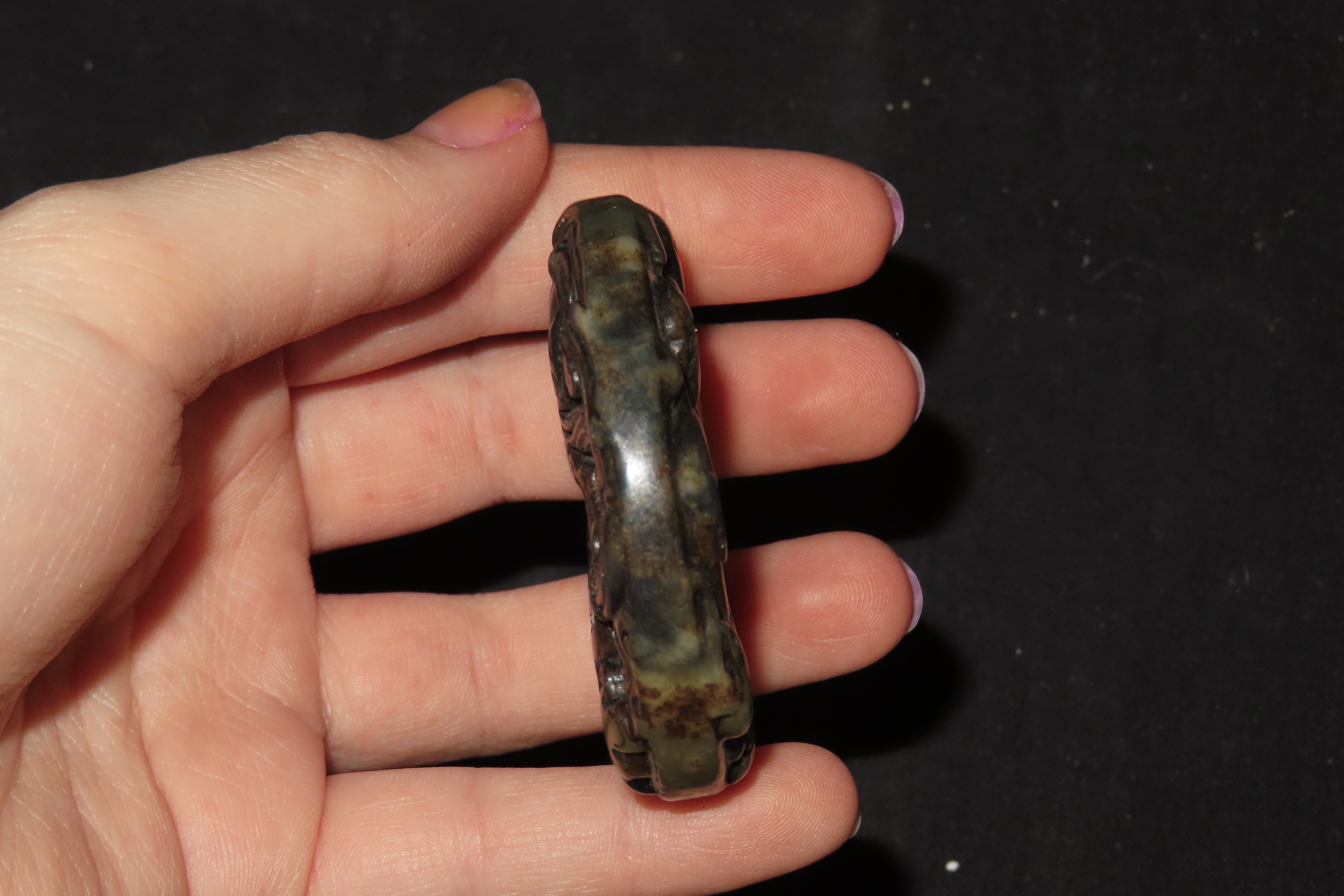 Nice Antique Chinese Hongshan Culture Jade Effigy Pendant, Hand Made Example.