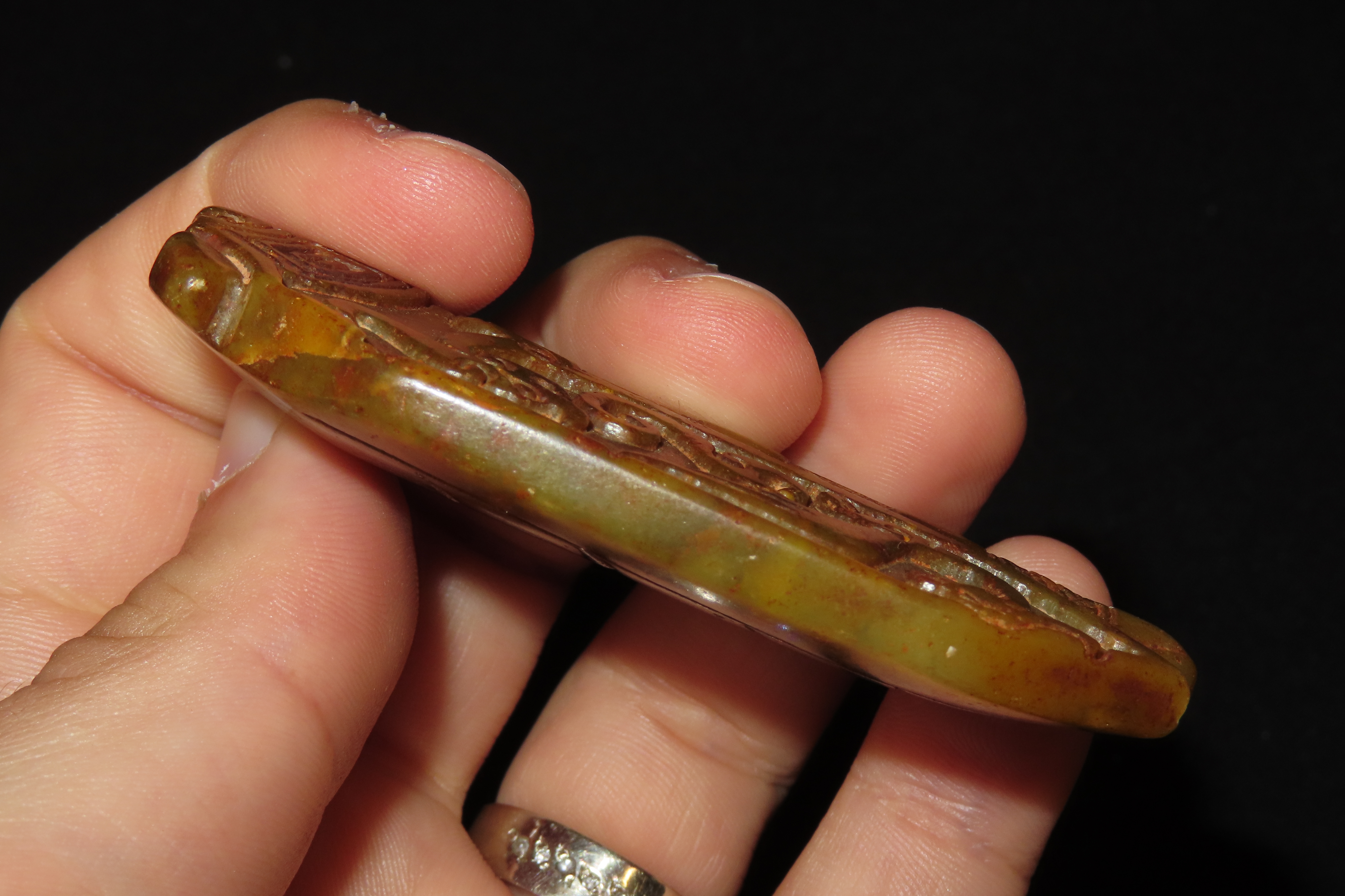 Nice Antique Chinese Hongshan Culture Jade Effigy Pendant, Hand Made Example.