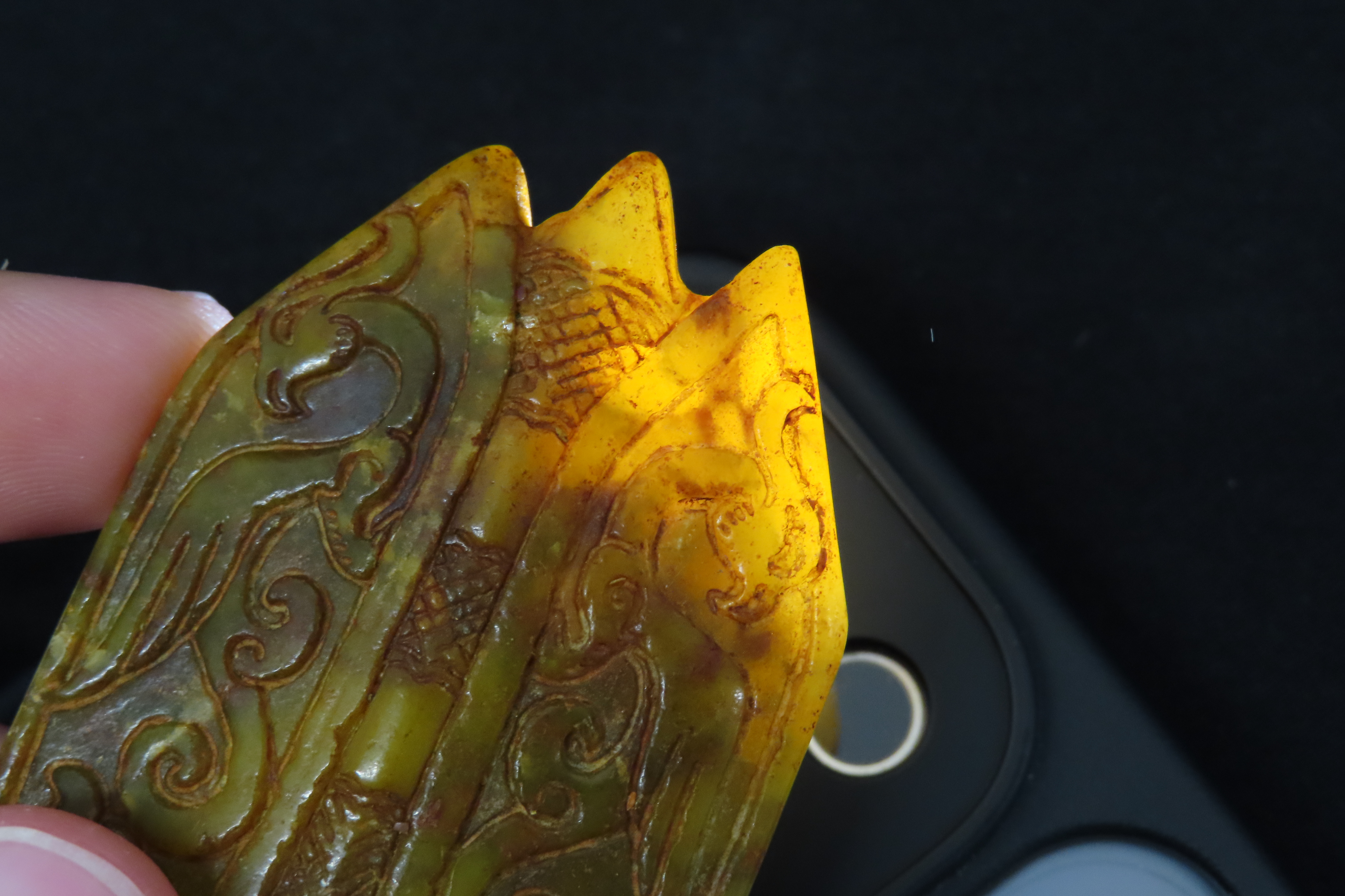 Nice Antique Chinese Hongshan Culture Jade Effigy Pendant, Hand Made Example.