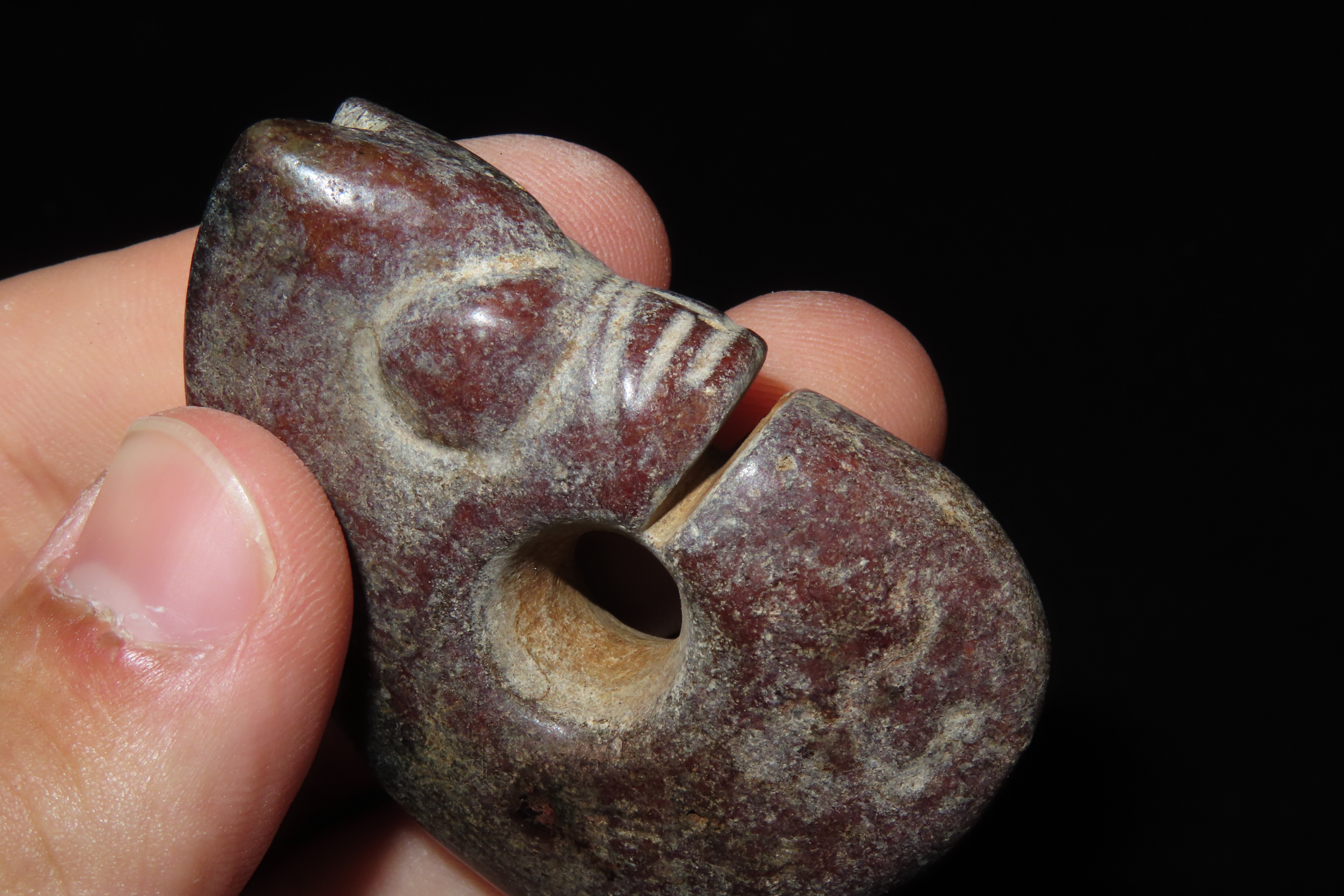 Nice Antique Chinese Hongshan Culture Jade Effigy Pendant, Hand Made Example.