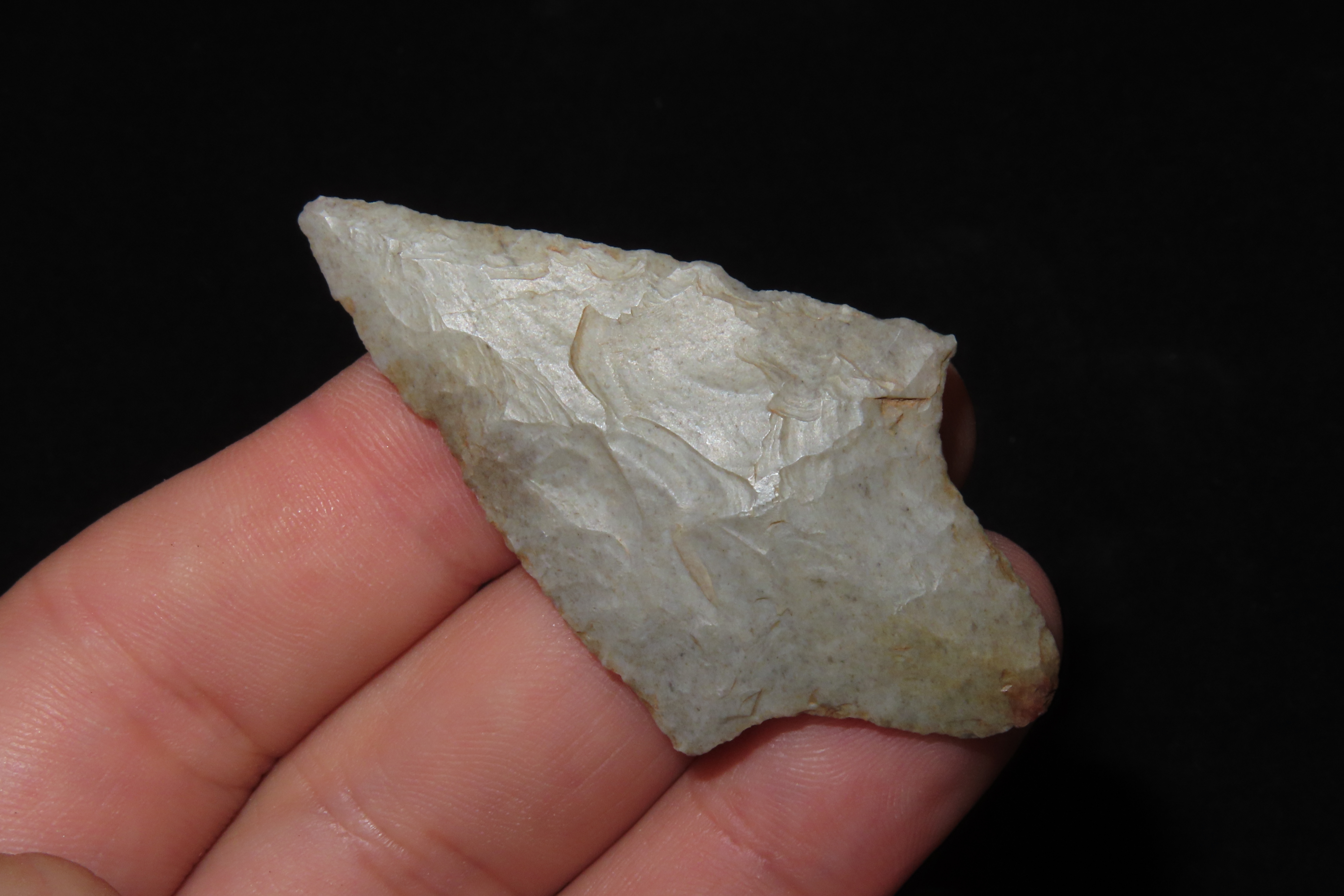 Wafer thin 2 1/4" Gary / Adena found in Mccurtain County Oklahoma. Indian Arrowhead, Artifact.