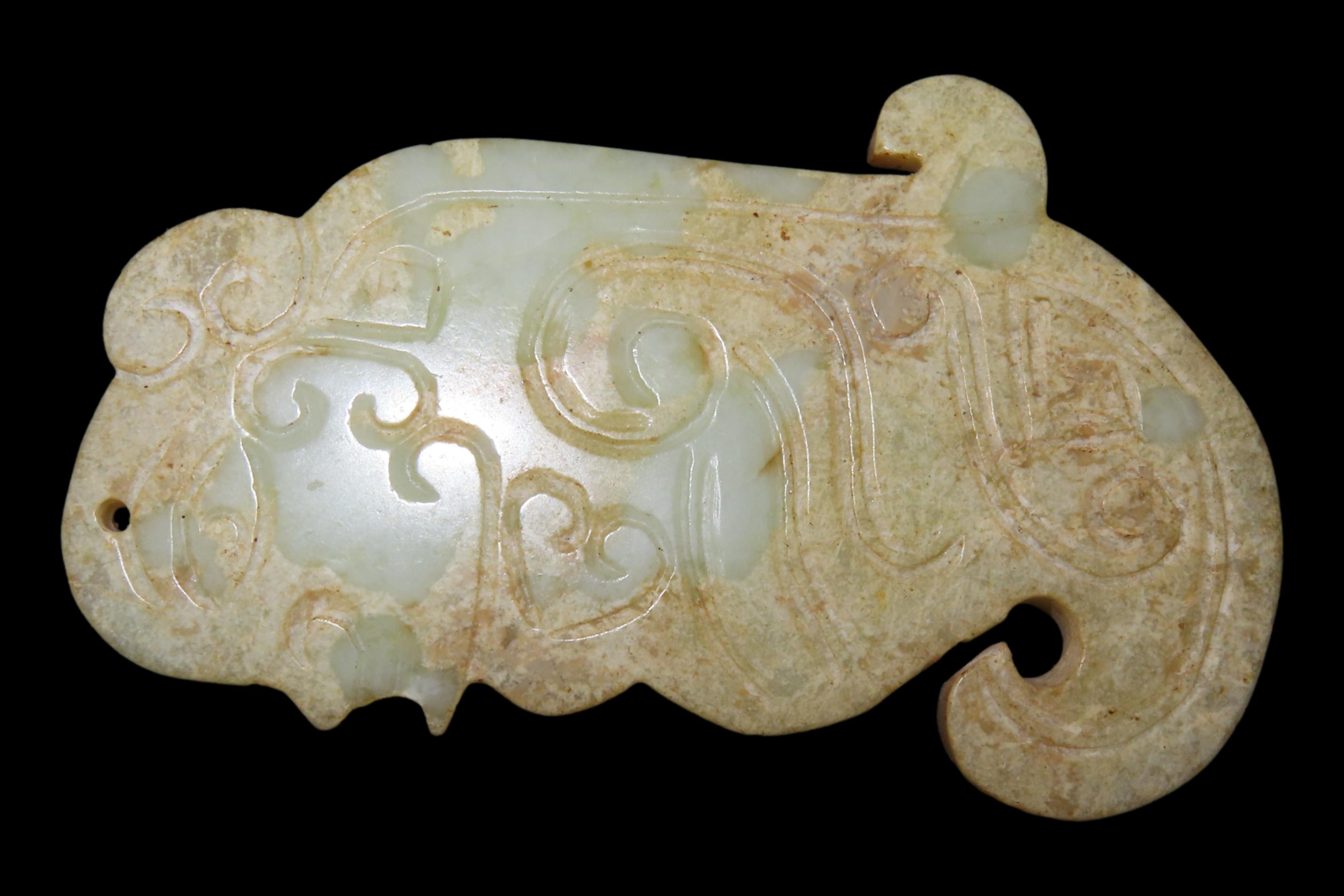 Nice Antique Chinese Hongshan Culture Jade Effigy Pendant, Hand Made Example.