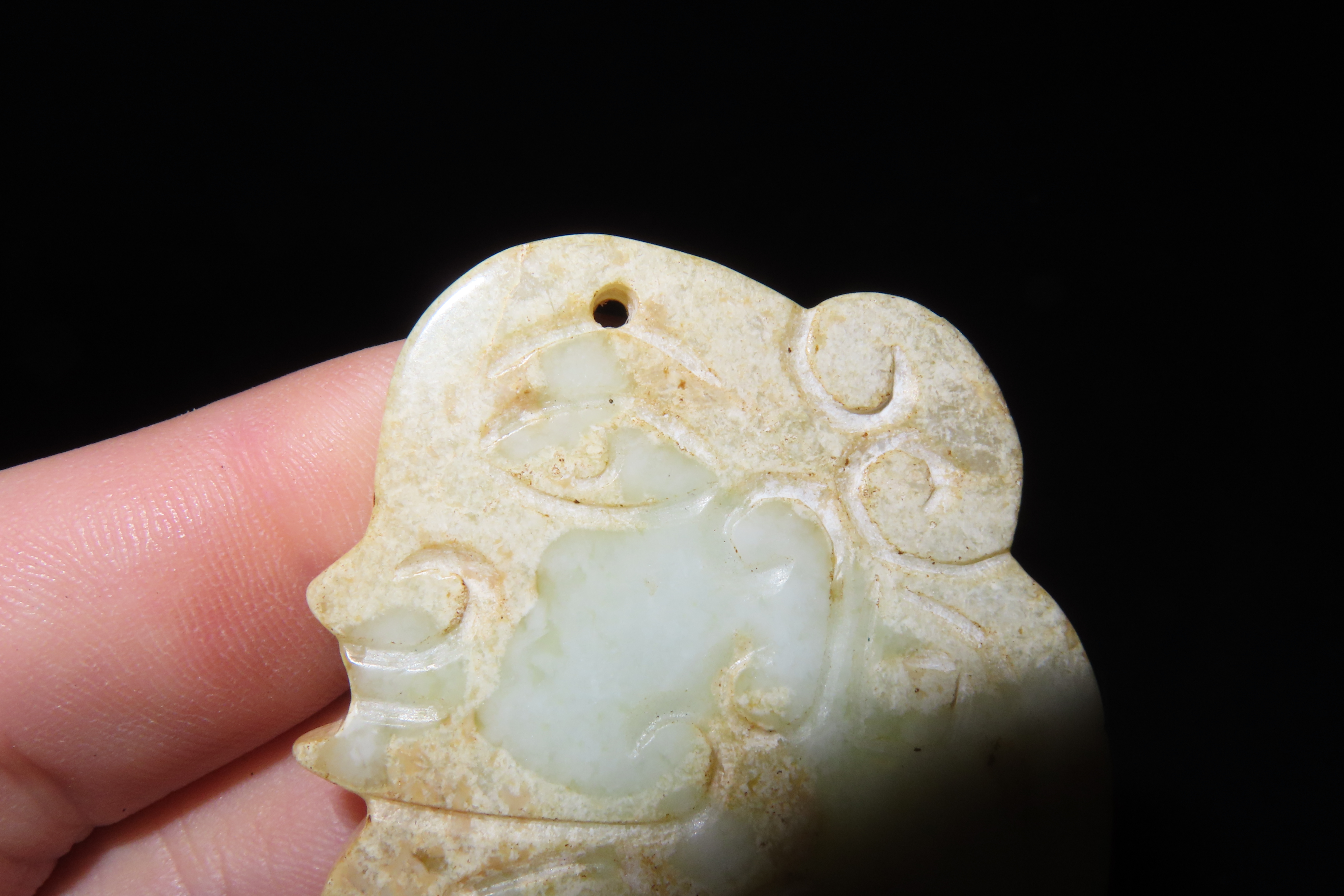 Nice Antique Chinese Hongshan Culture Jade Effigy Pendant, Hand Made Example.