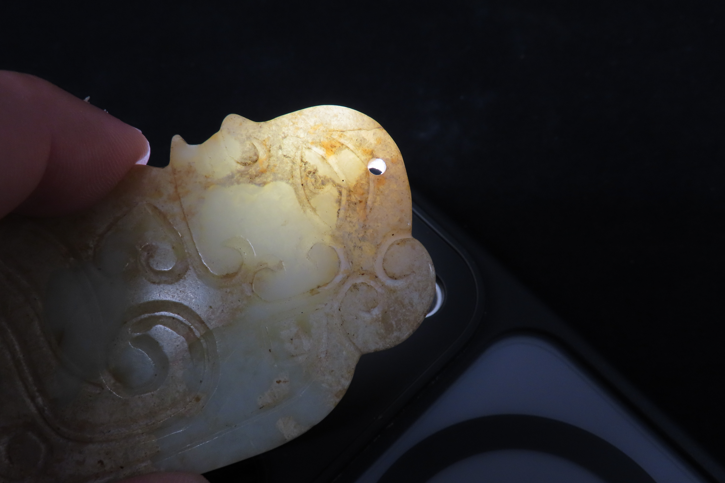 Nice Antique Chinese Hongshan Culture Jade Effigy Pendant, Hand Made Example.