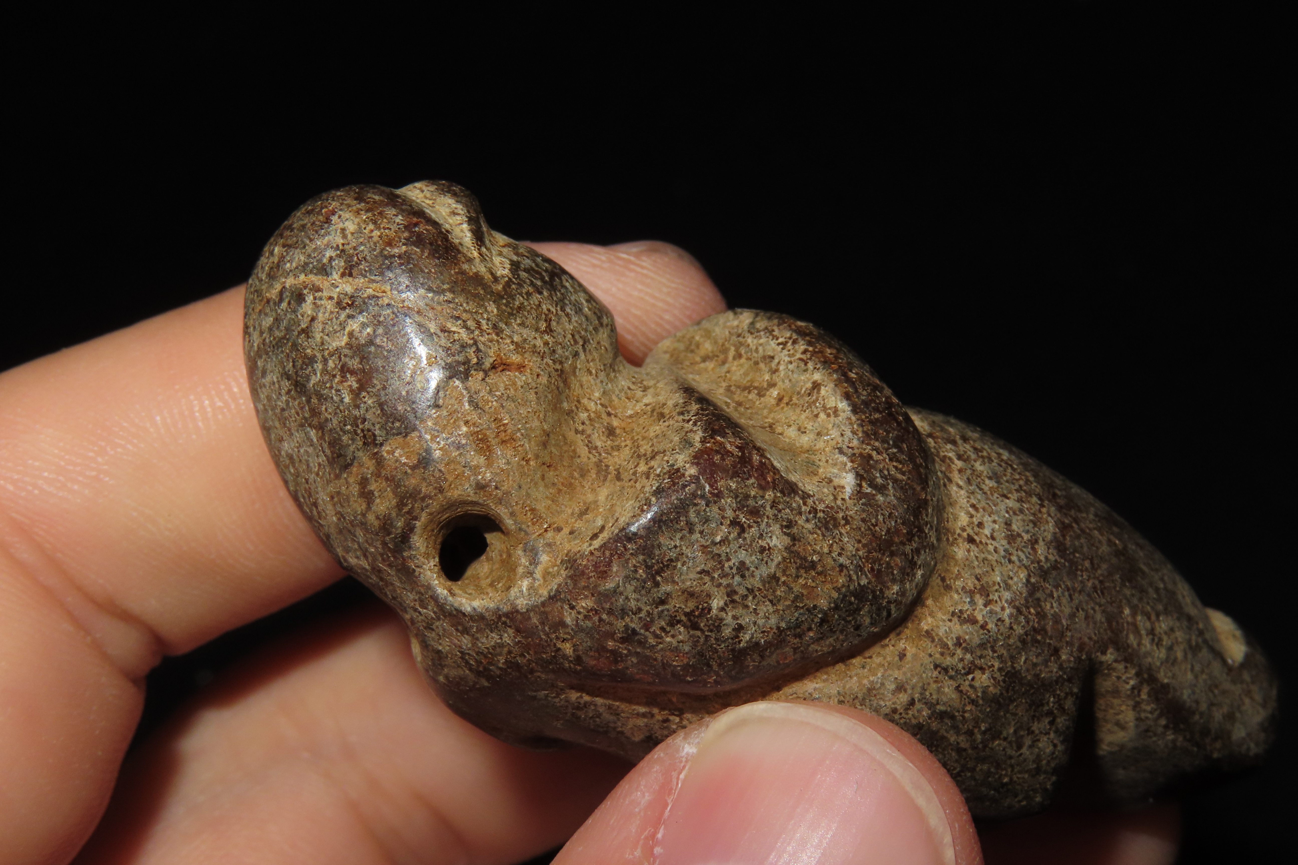 Nice Antique Chinese Hongshan Culture Jade Effigy Pendant, Hand Made Example.