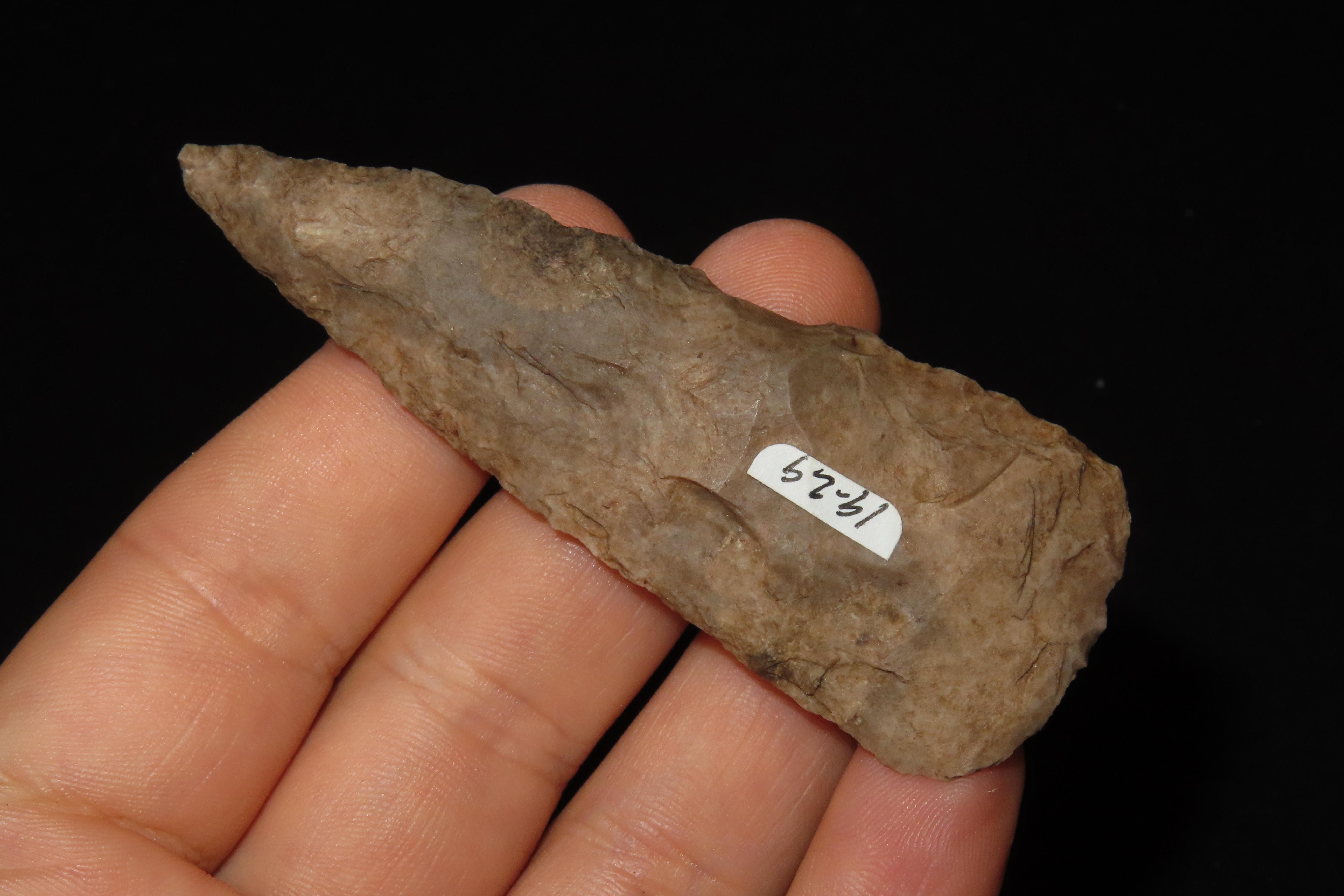 Nice 3 1/4" Ensor Knife Blade found in Kendall County texas. Ex Dr. Ted Raurk, Ex Tom Davis. Indian Arrowhead. Artifact.