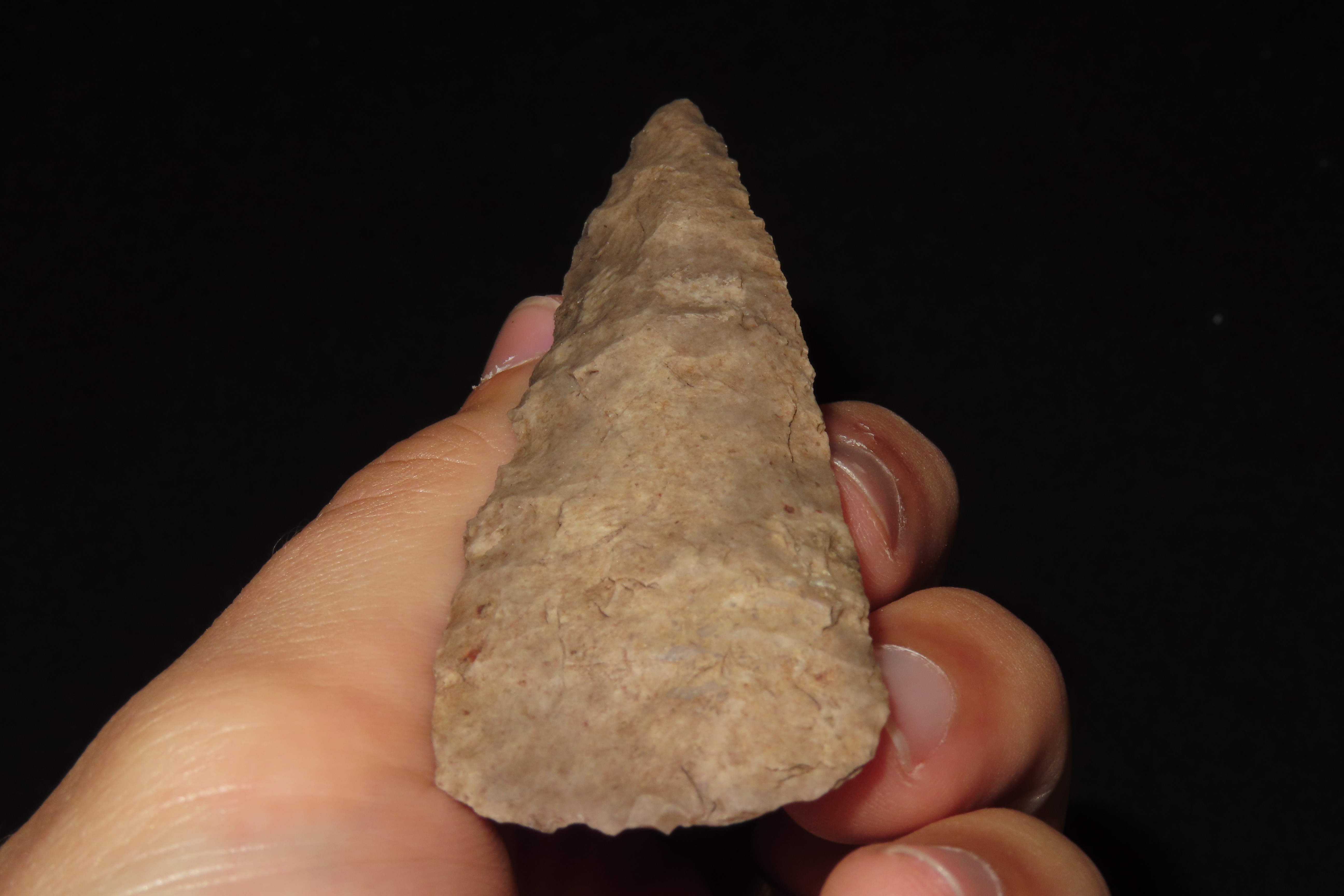 Nice 3 1/4" Ensor Knife Blade found in Kendall County texas. Ex Dr. Ted Raurk, Ex Tom Davis. Indian Arrowhead. Artifact.