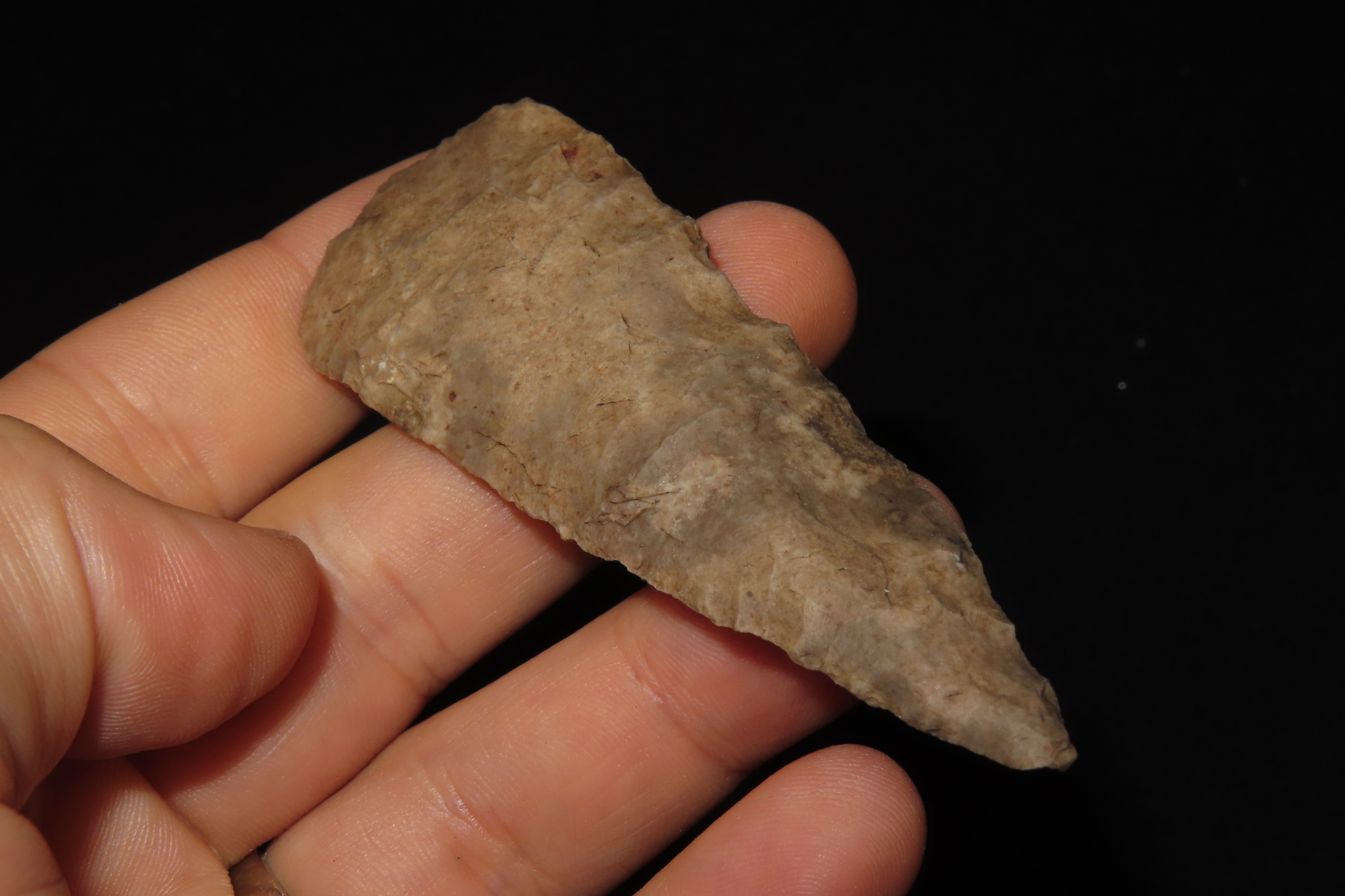 Nice 3 1/4" Ensor Knife Blade found in Kendall County texas. Ex Dr. Ted Raurk, Ex Tom Davis. Indian Arrowhead. Artifact.