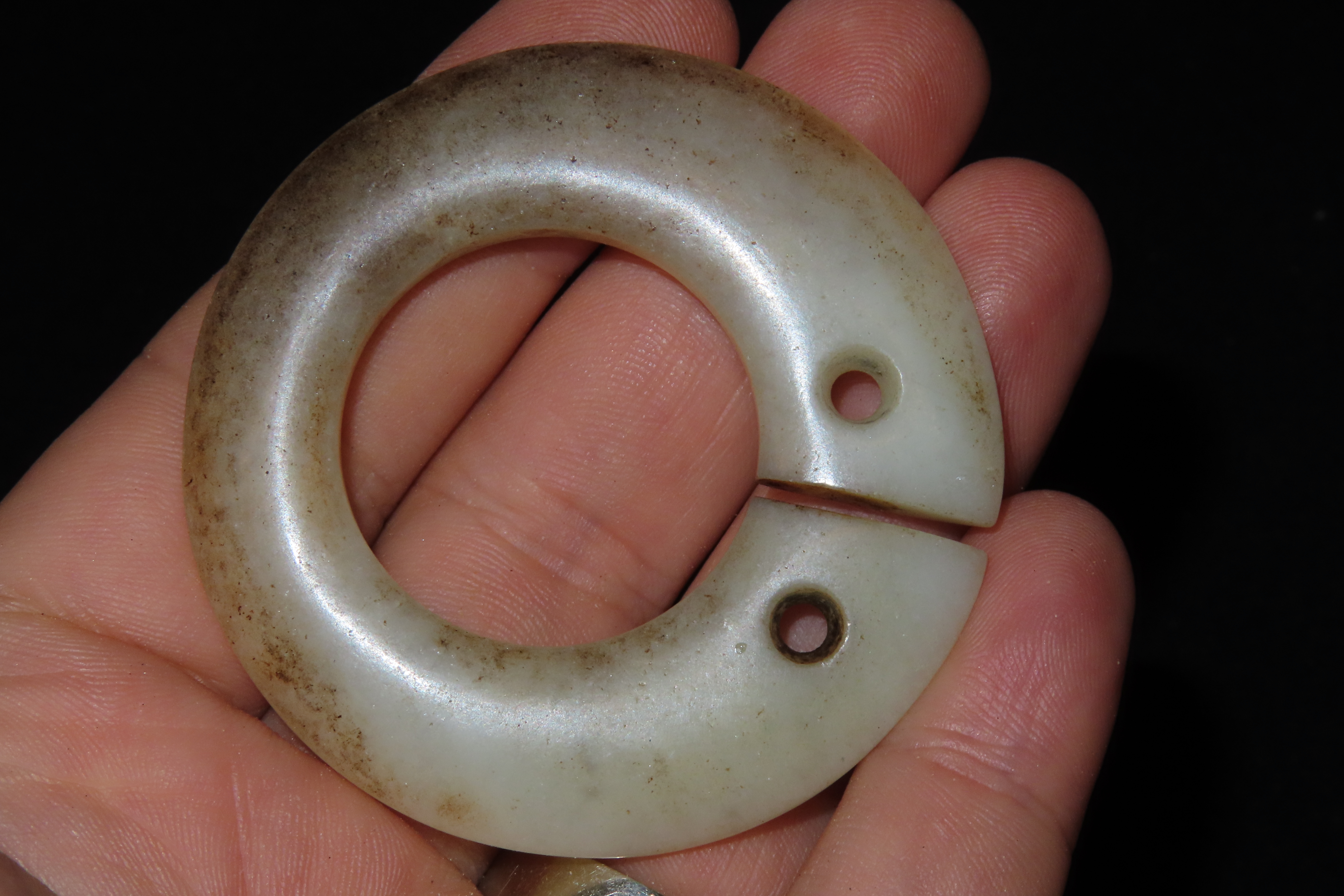 Nice Antique Chinese Hongshan Culture Jade Effigy Pendant, Hand Made Example.