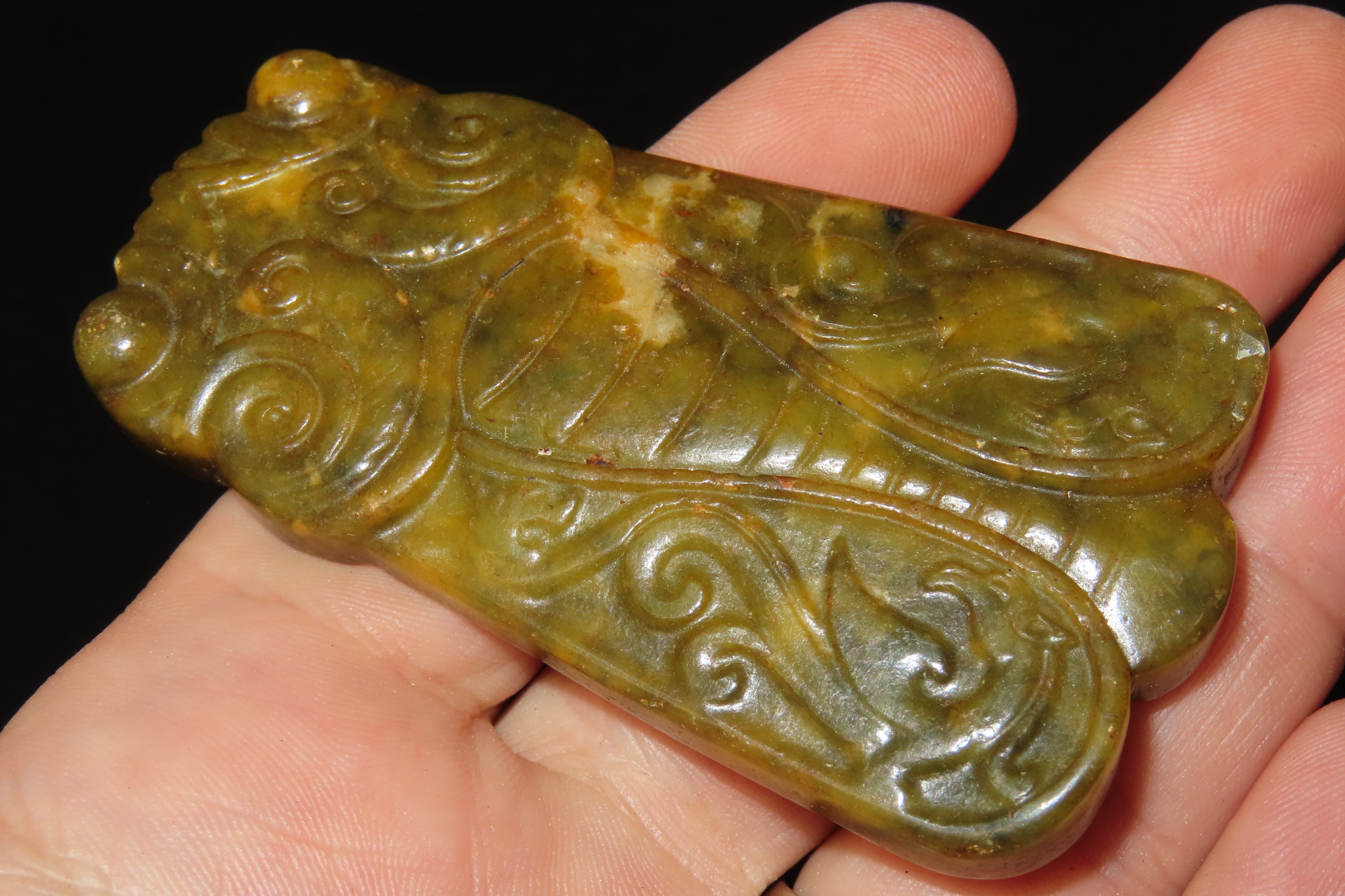 Nice Antique Chinese Hongshan Culture Jade Effigy Pendant, Hand Made Example.