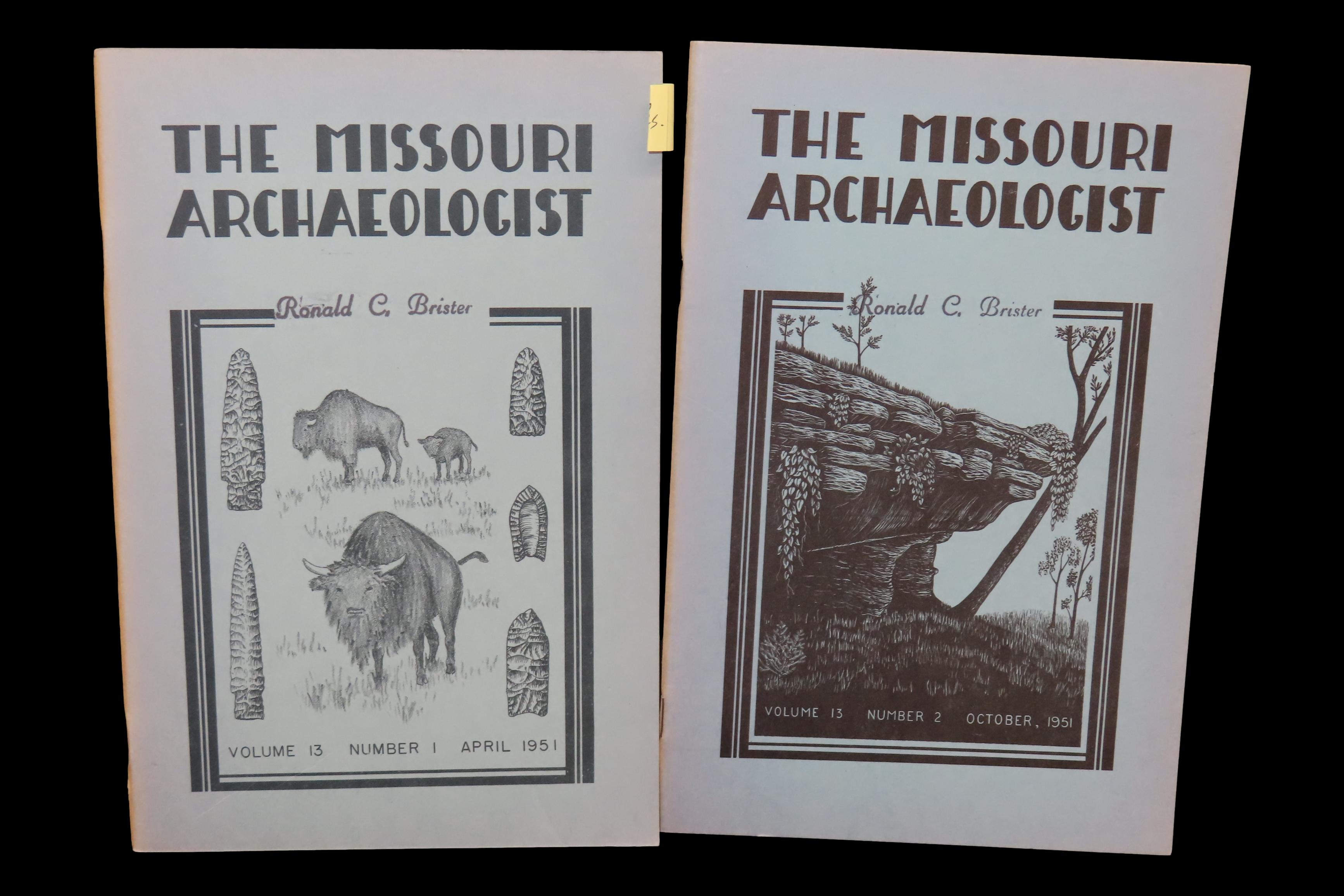 2 Hard to find Early Issues of the Missouri Archaeologist, 1951. Full of Pics & Articles on all kinds of Artifacts & Sites.