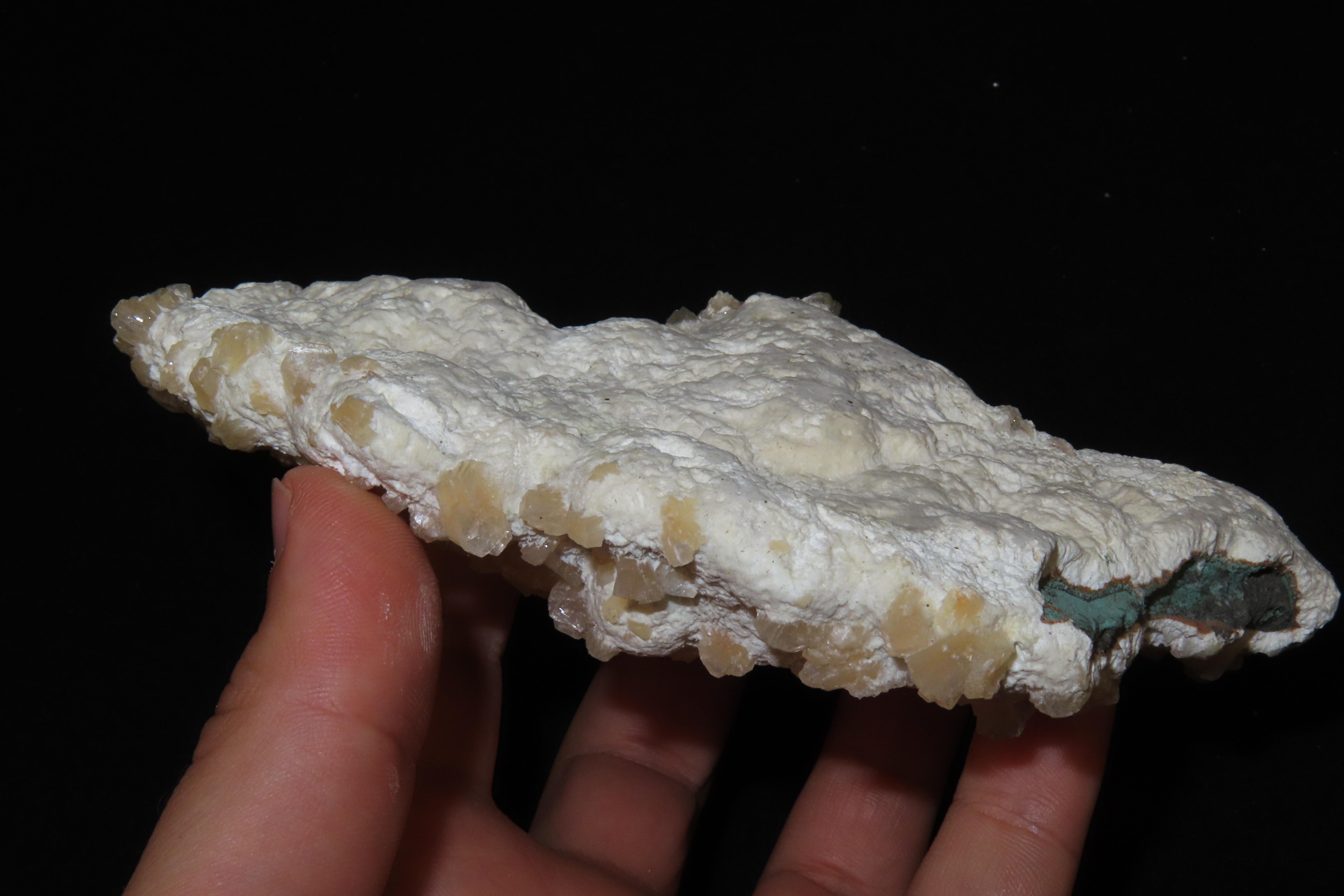 Beautiful Orangish / Peach Colored Quartz Crystal Cluster on white matrix. Amazing Display Piece.