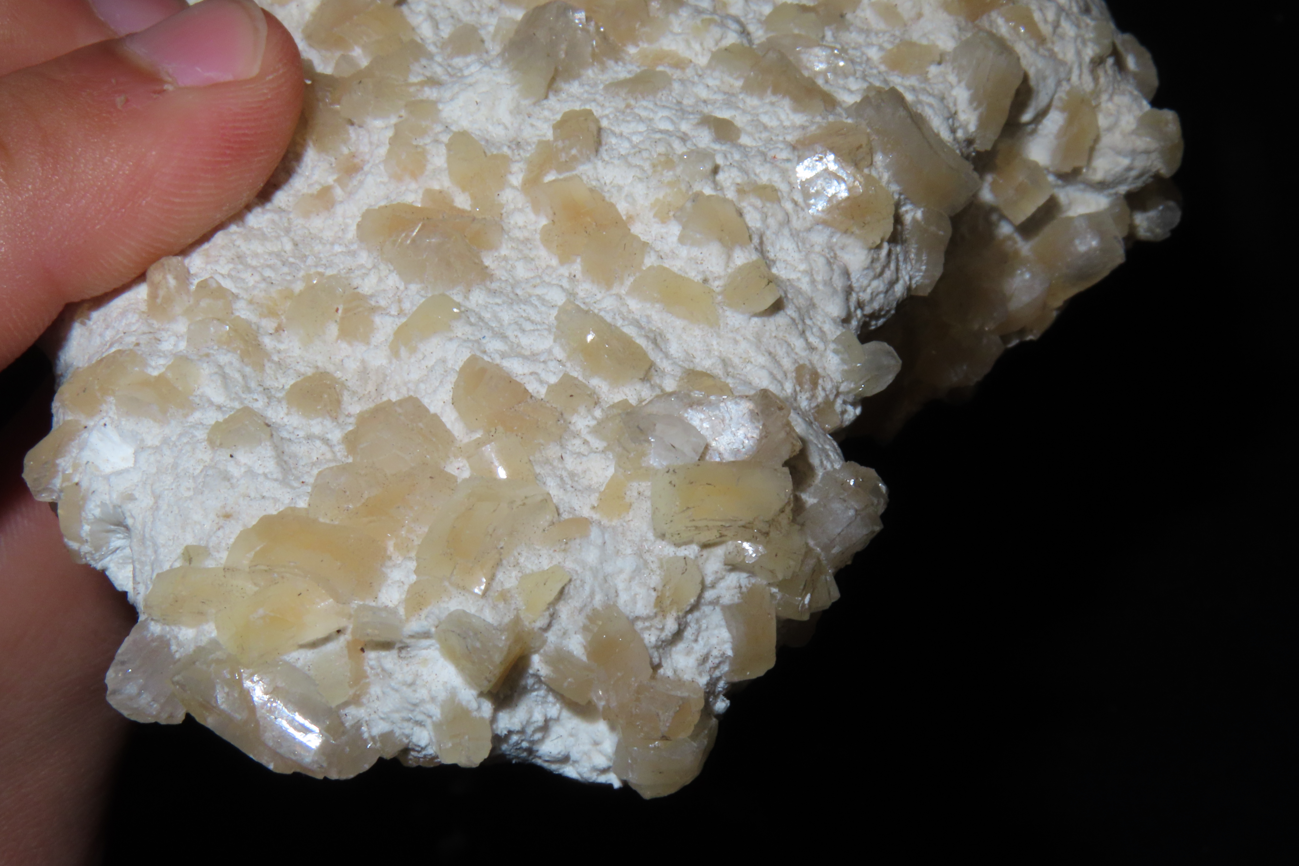 Beautiful Orangish / Peach Colored Quartz Crystal Cluster on white matrix. Amazing Display Piece.