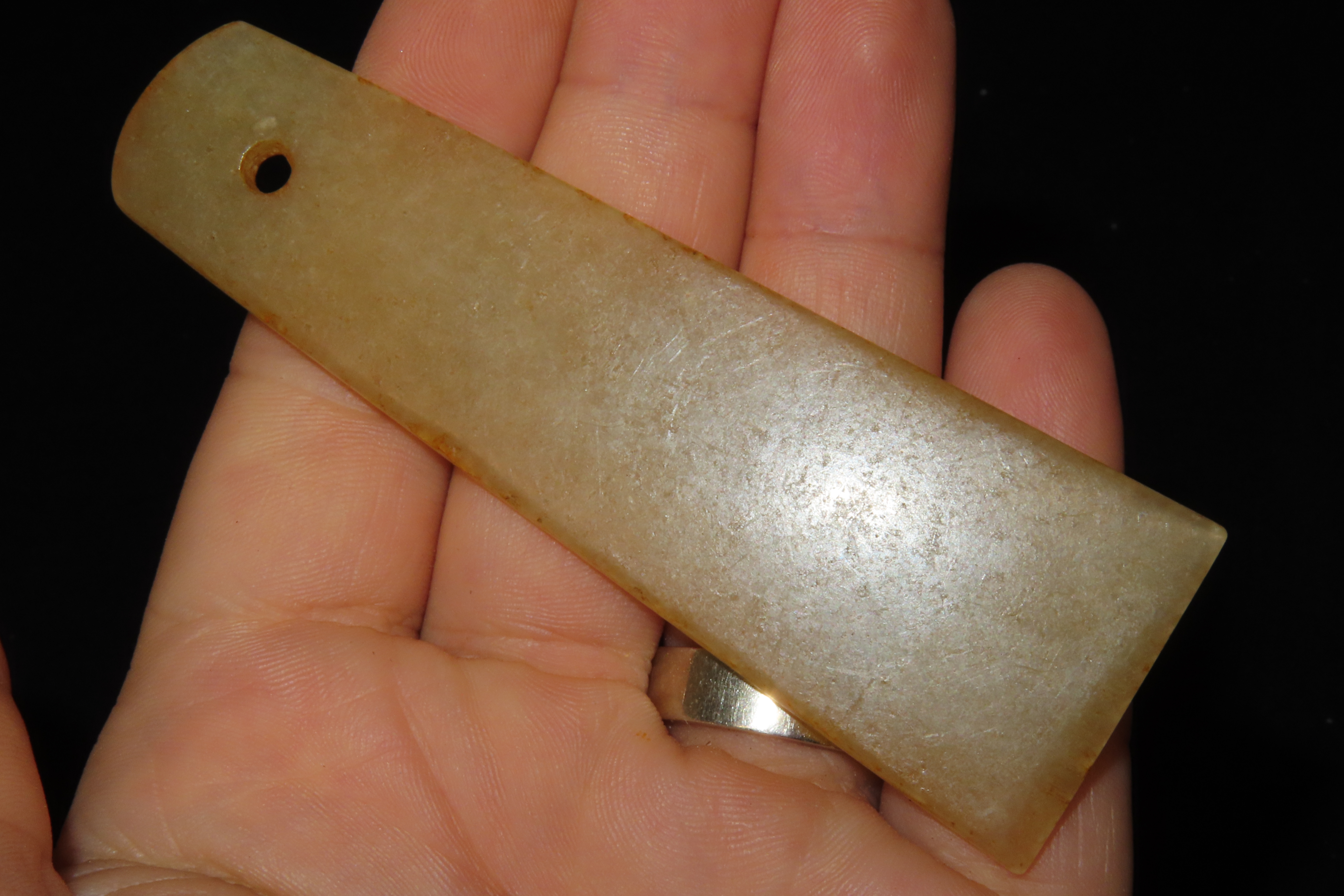 Nice Antique Chinese Hongshan Culture Jade Effigy Pendant, Hand Made Example.
