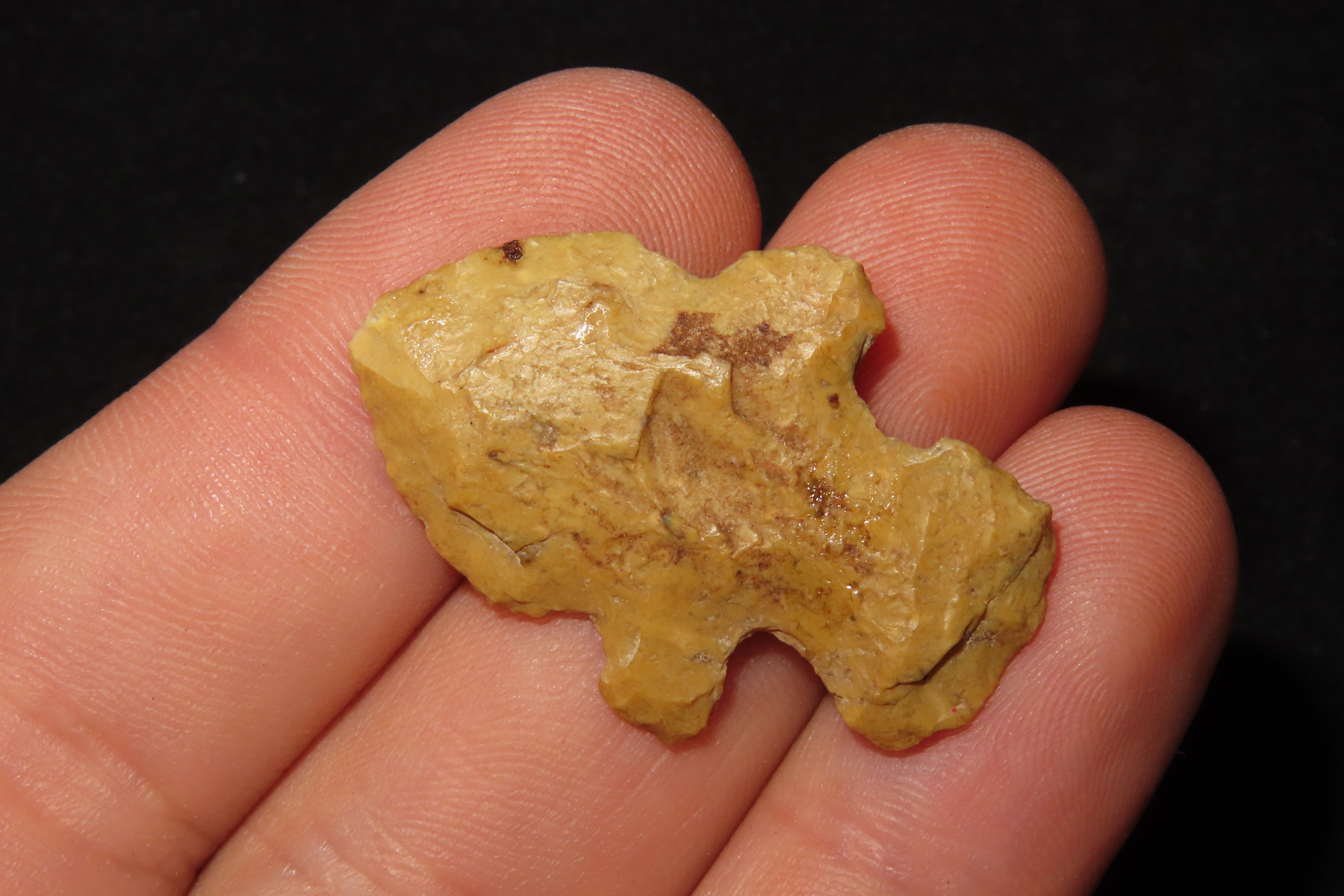 Nice classic Double Notch Evans found in Moorehouse Parish Louisiana. Beautiful Orange Jasper.