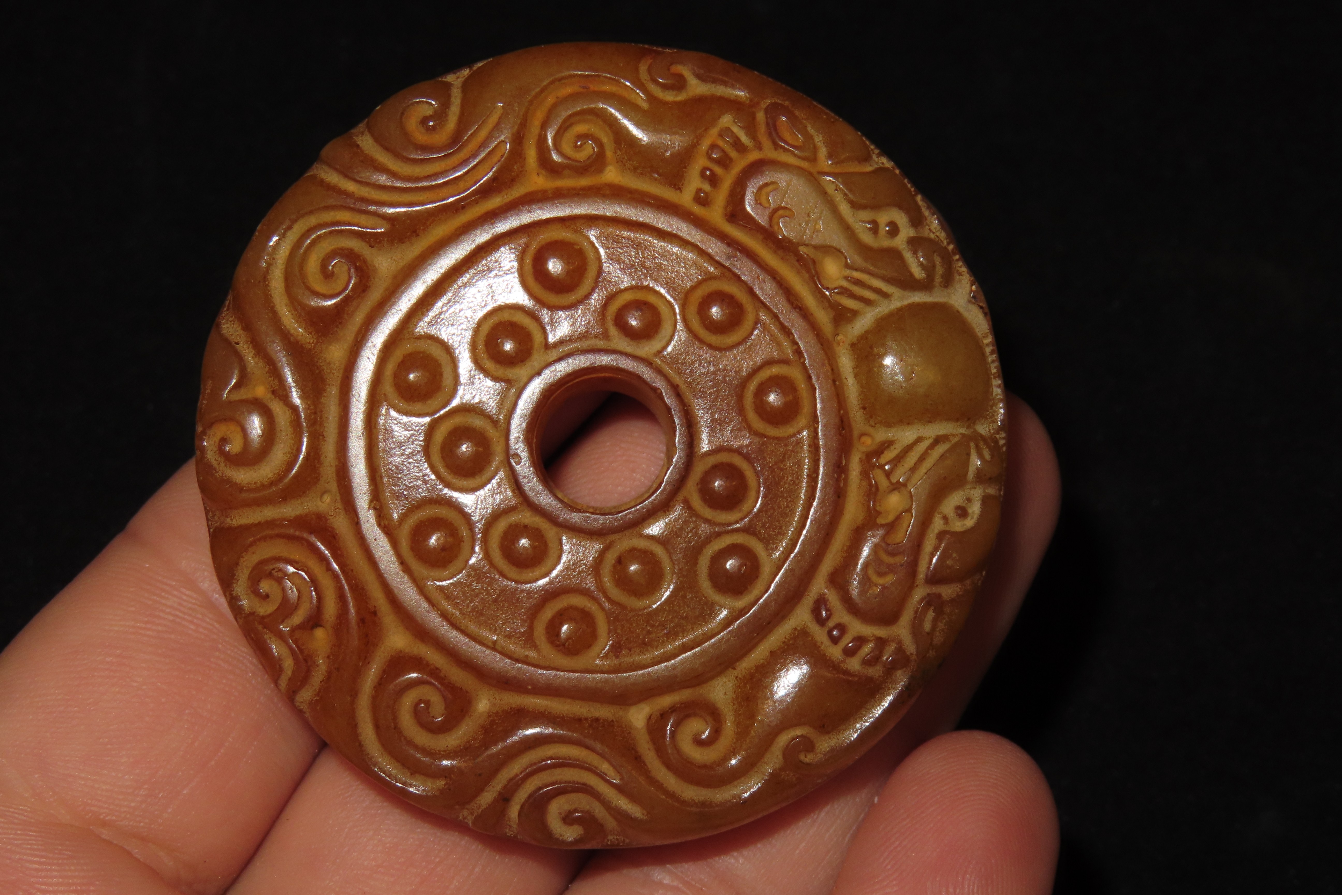 Nice Antique Chinese Hongshan Culture Jade Effigy Pendant, Hand Made Example.