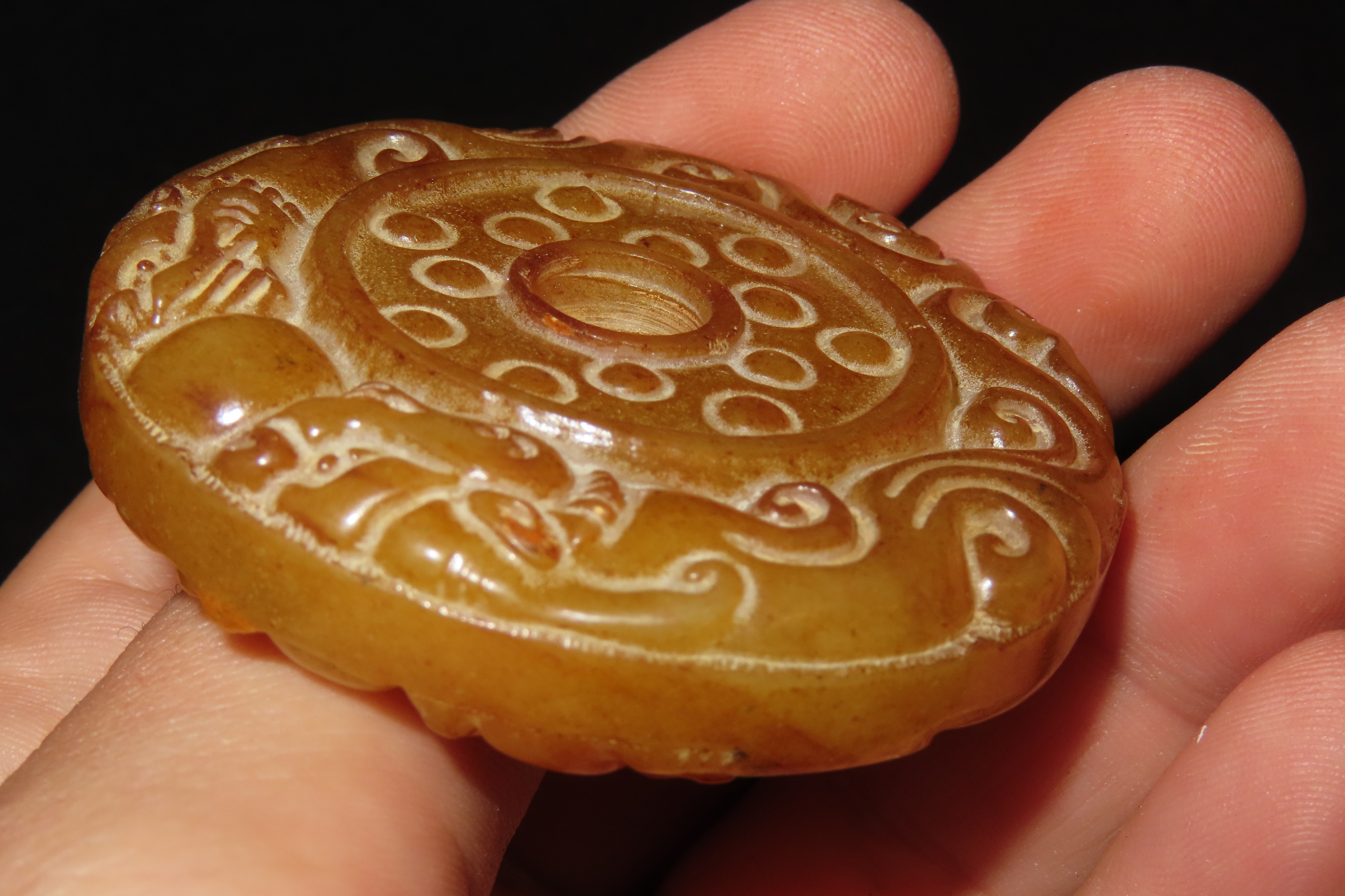 Nice Antique Chinese Hongshan Culture Jade Effigy Pendant, Hand Made Example.