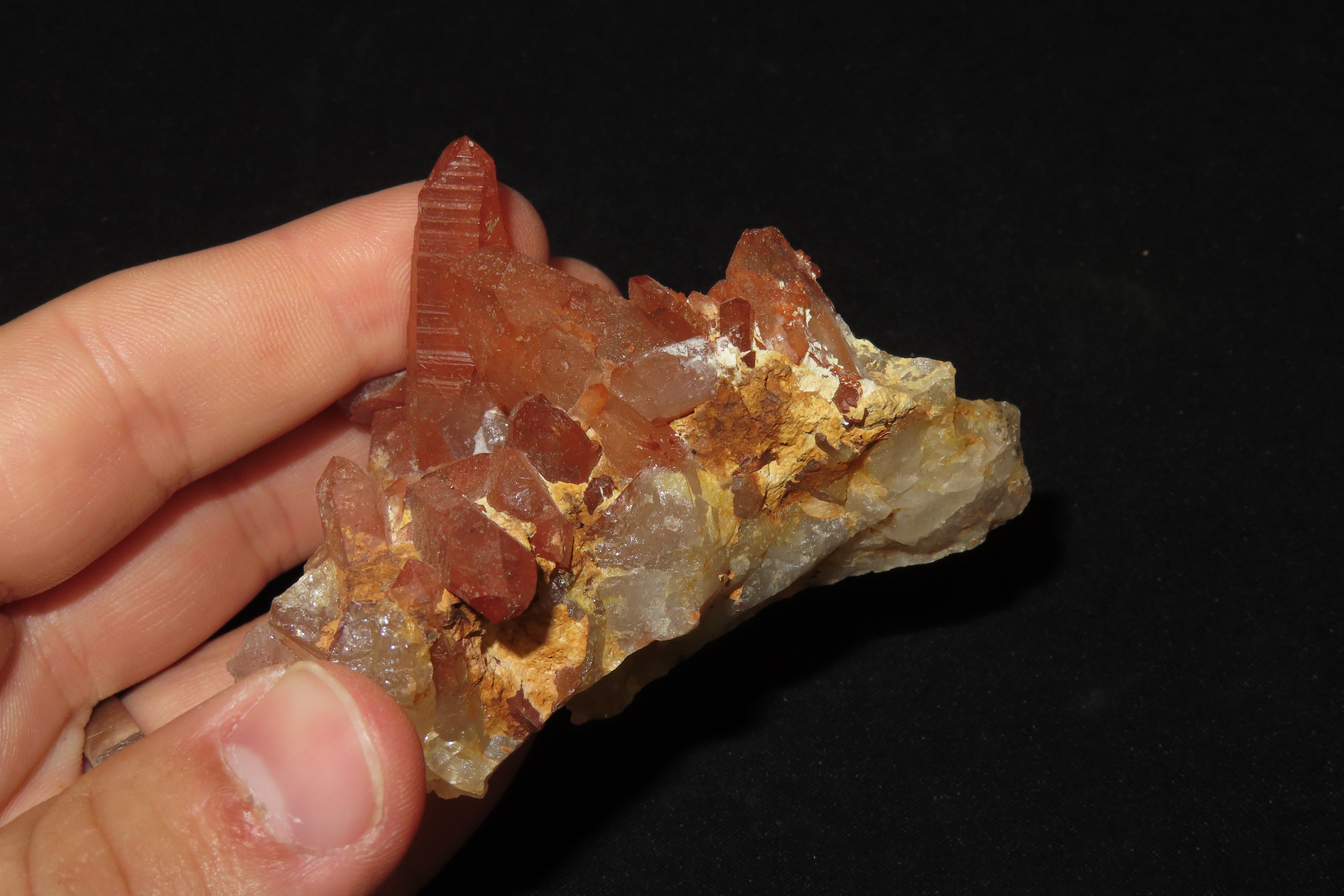 Beautiful Large Red Quartz Crystal Cluster, Great Display Specimen.