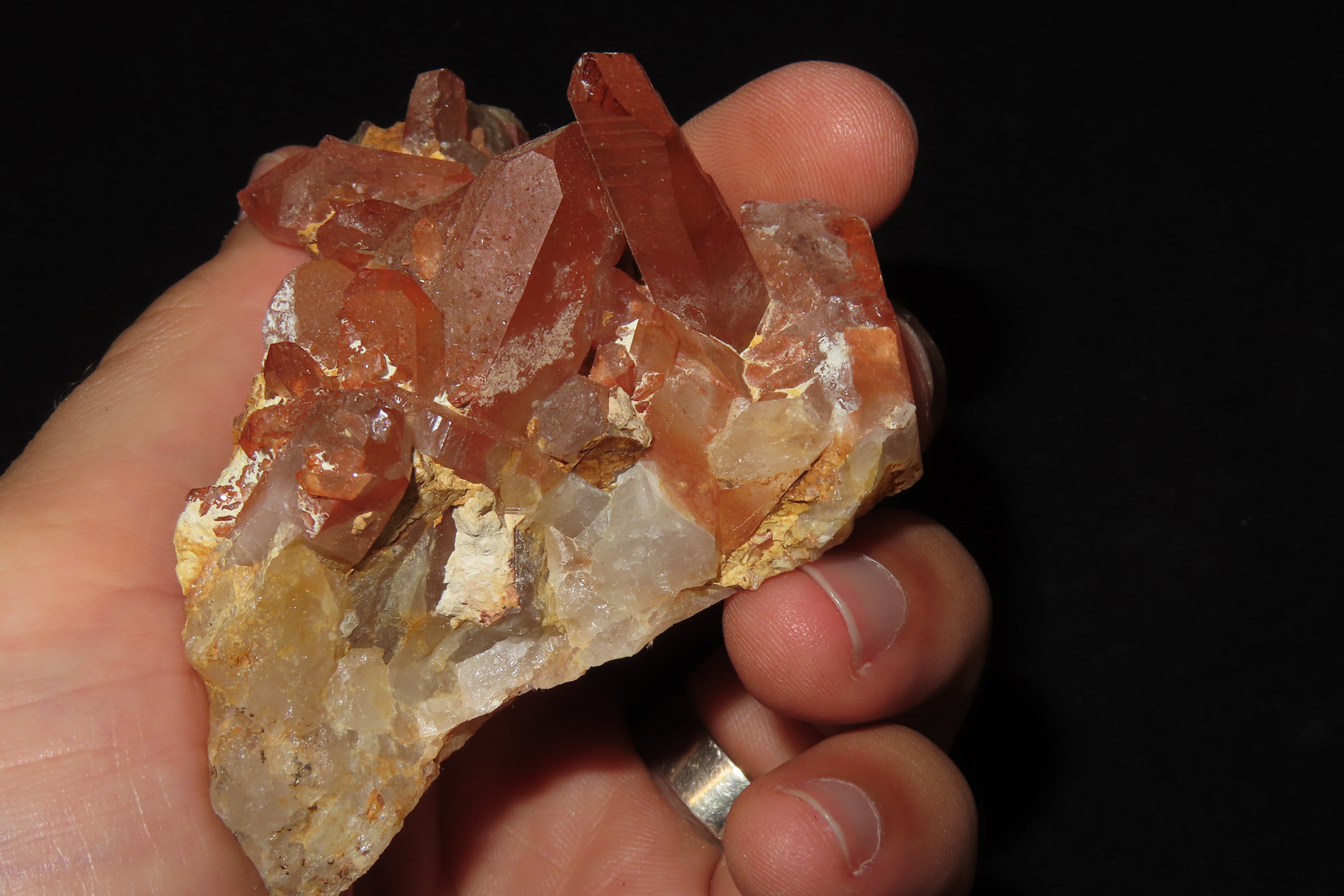 Beautiful Large Red Quartz Crystal Cluster, Great Display Specimen.