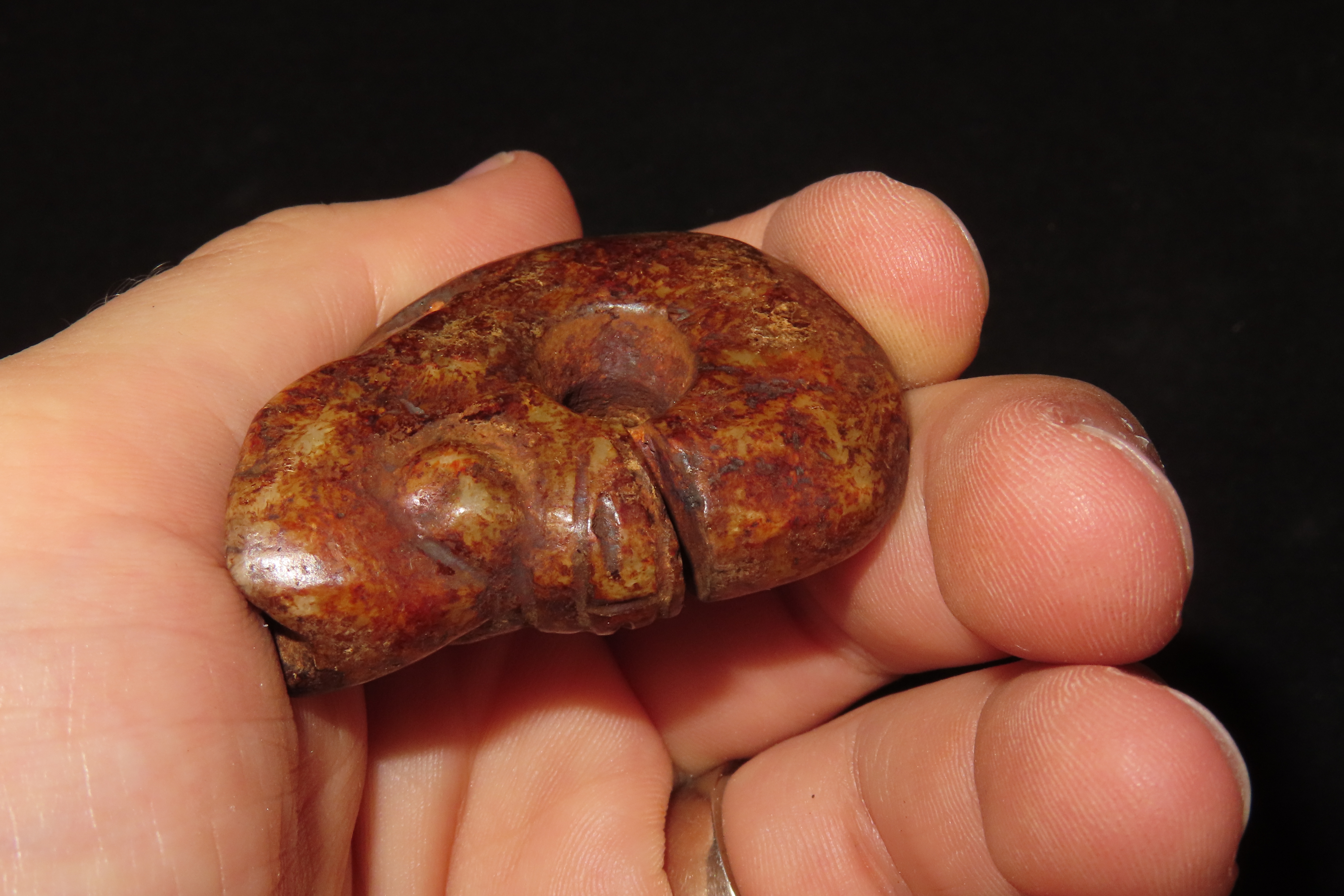 Nice Antique Chinese Hongshan Culture Jade Effigy Pendant, Hand Made Example.