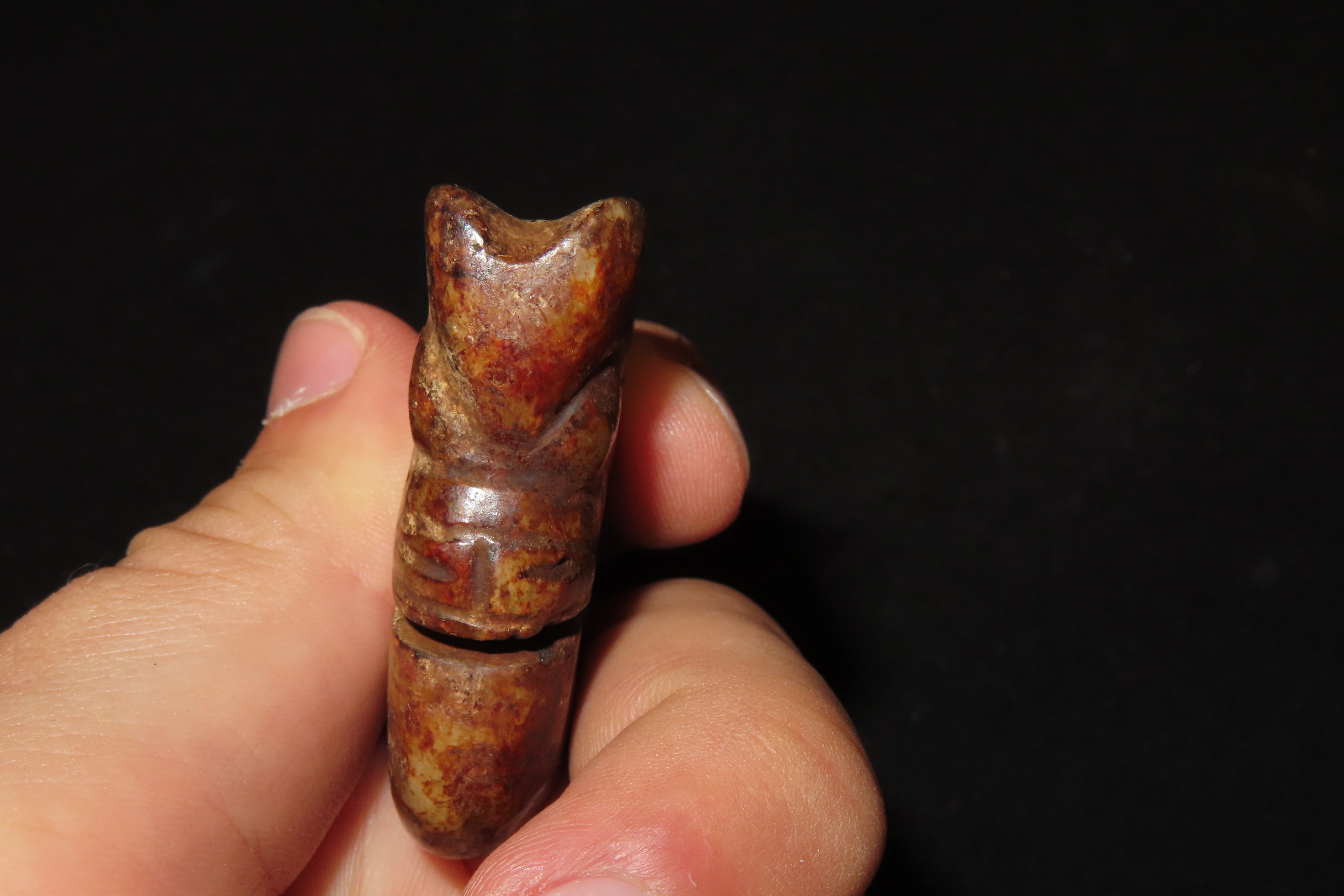 Nice Antique Chinese Hongshan Culture Jade Effigy Pendant, Hand Made Example.