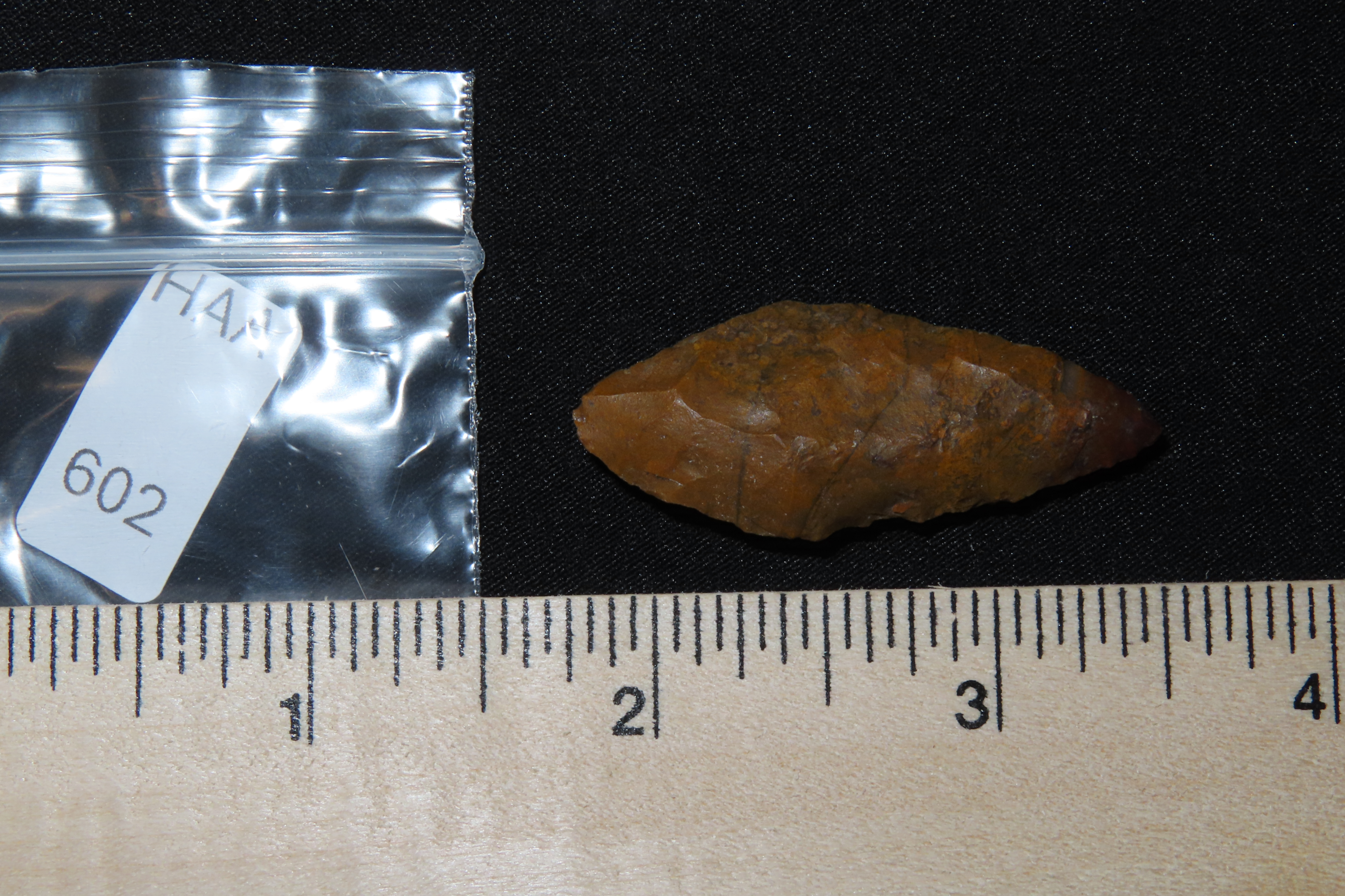 Beautiful Red & Orange Bi-Point Blade / Arrowhead from Colorado. Appears to be made from Fossilized Bino Bone. Colorful Example.