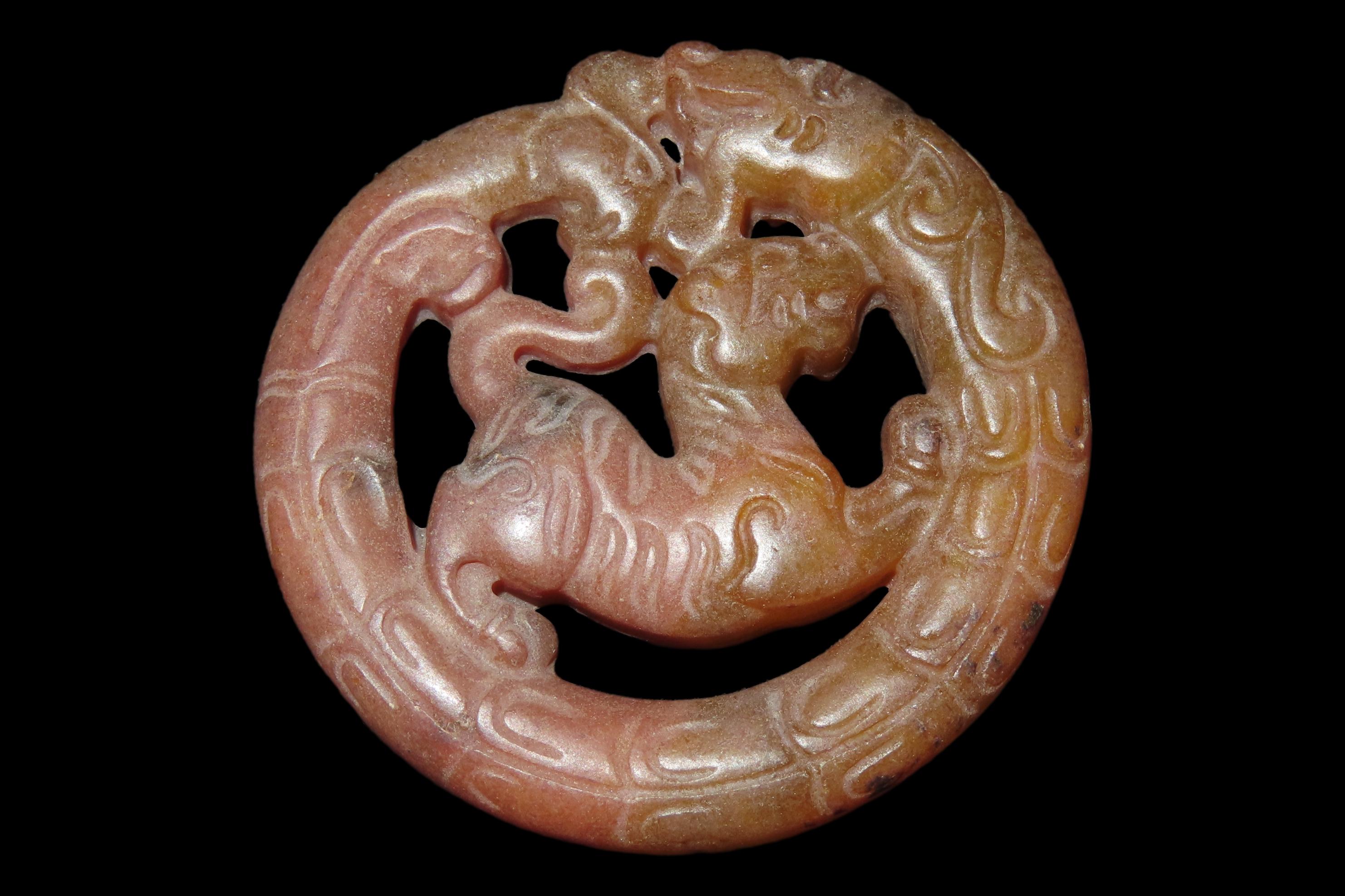 Nice Antique Chinese Hongshan Culture Jade Effigy Pendant, Hand Made Example.