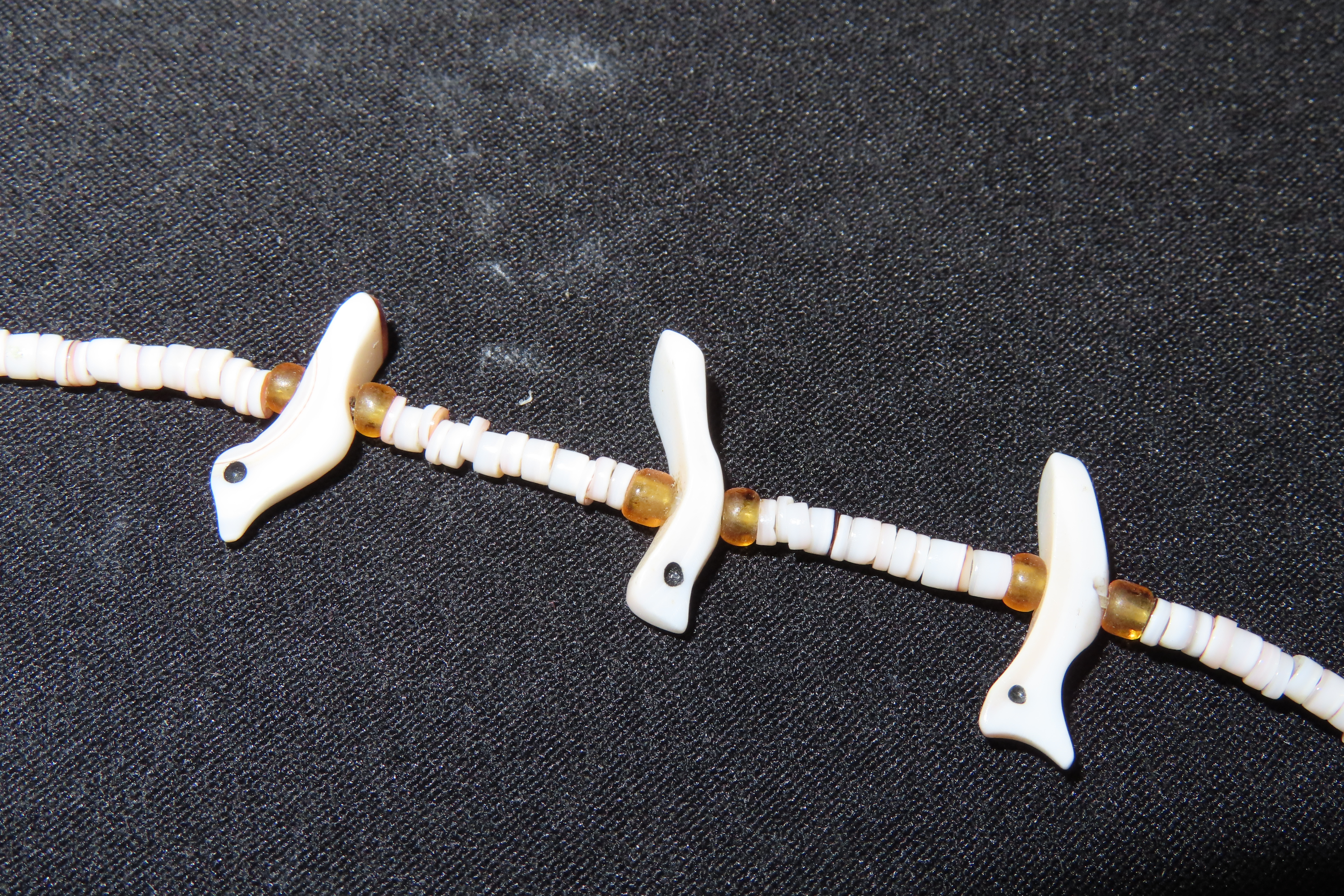 15" Long Zuni Ainimal Fetish Beaded Necklace with Intricately Carved Birds. Beautiful Example
