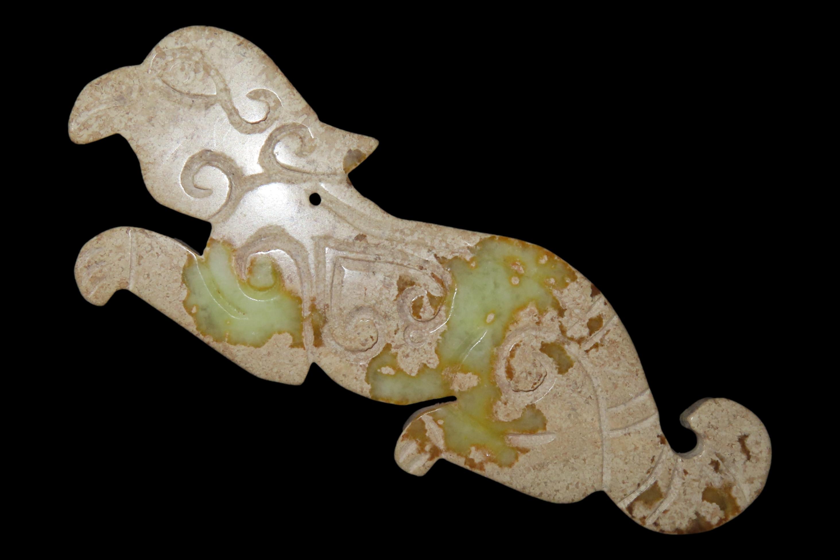 Nice Antique Chinese Hongshan Culture Jade Effigy Pendant, Hand Made Example.