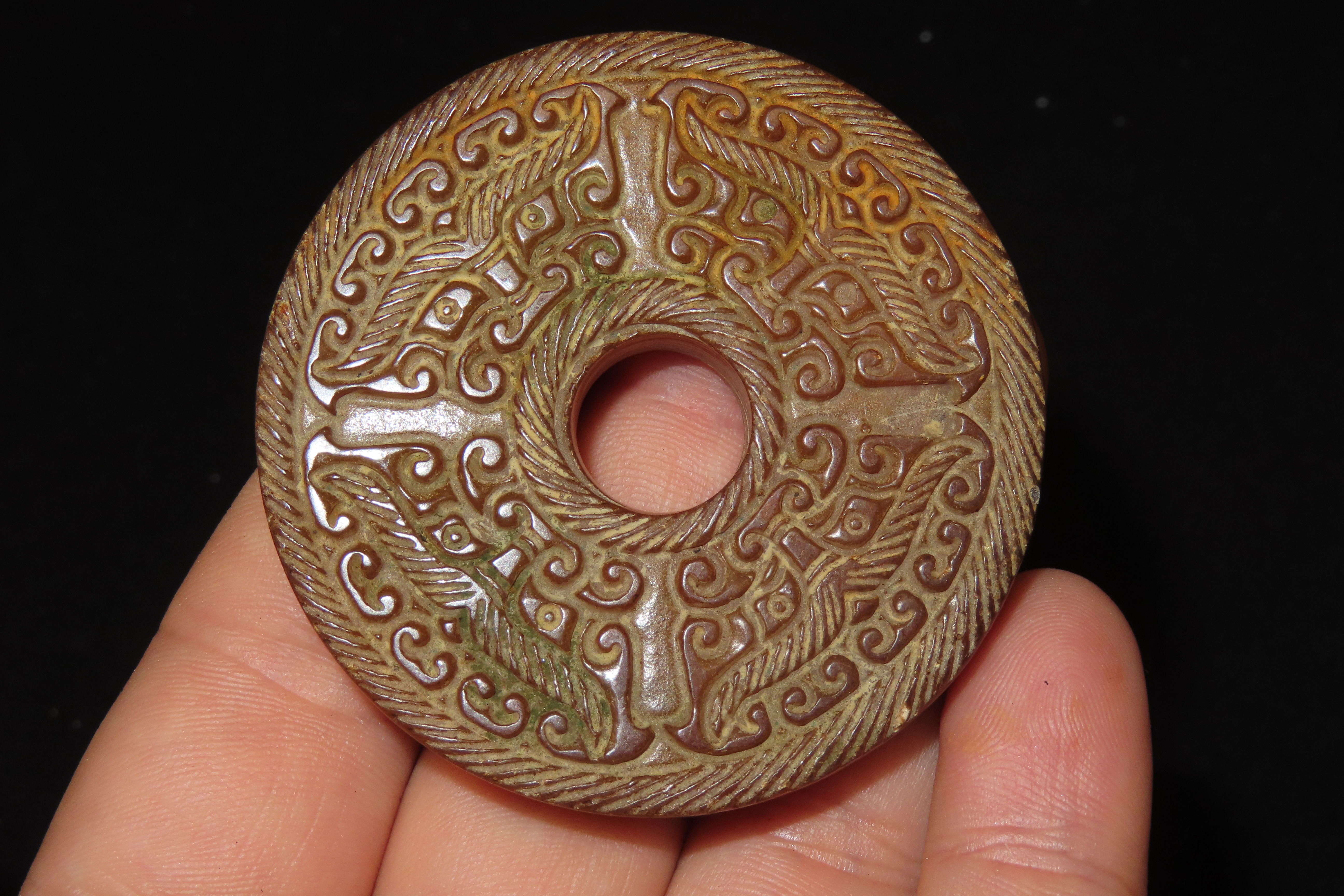 Nice Antique Chinese Hongshan Culture Jade Effigy Pendant, Hand Made Example.