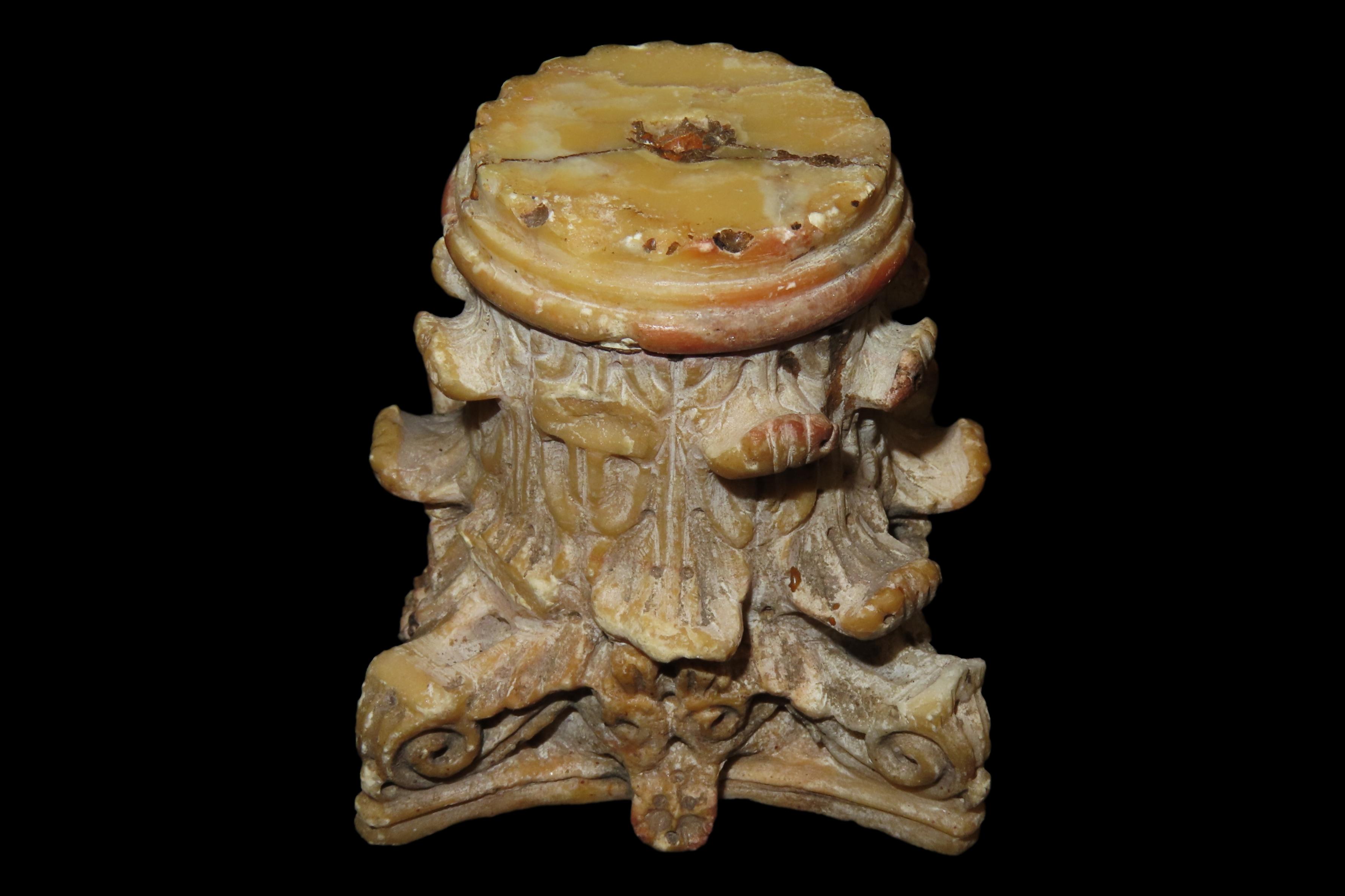 Nice Antique Chinese Hongshan Culture Jade Effigy Plarform / Base, Unique & Elaborate Hand Made Example. Great patina.