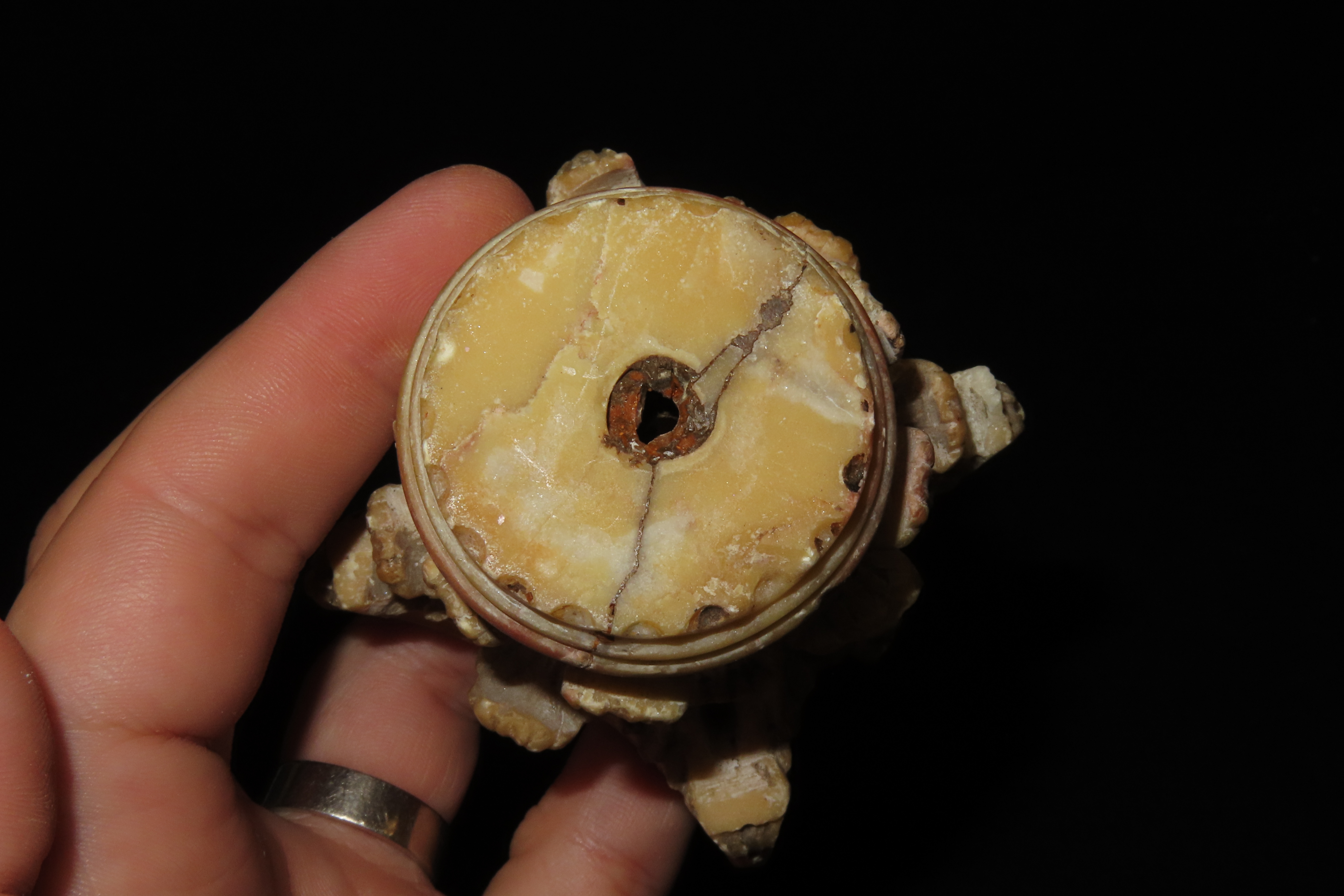 Nice Antique Chinese Hongshan Culture Jade Effigy Plarform / Base, Unique & Elaborate Hand Made Example. Great patina.