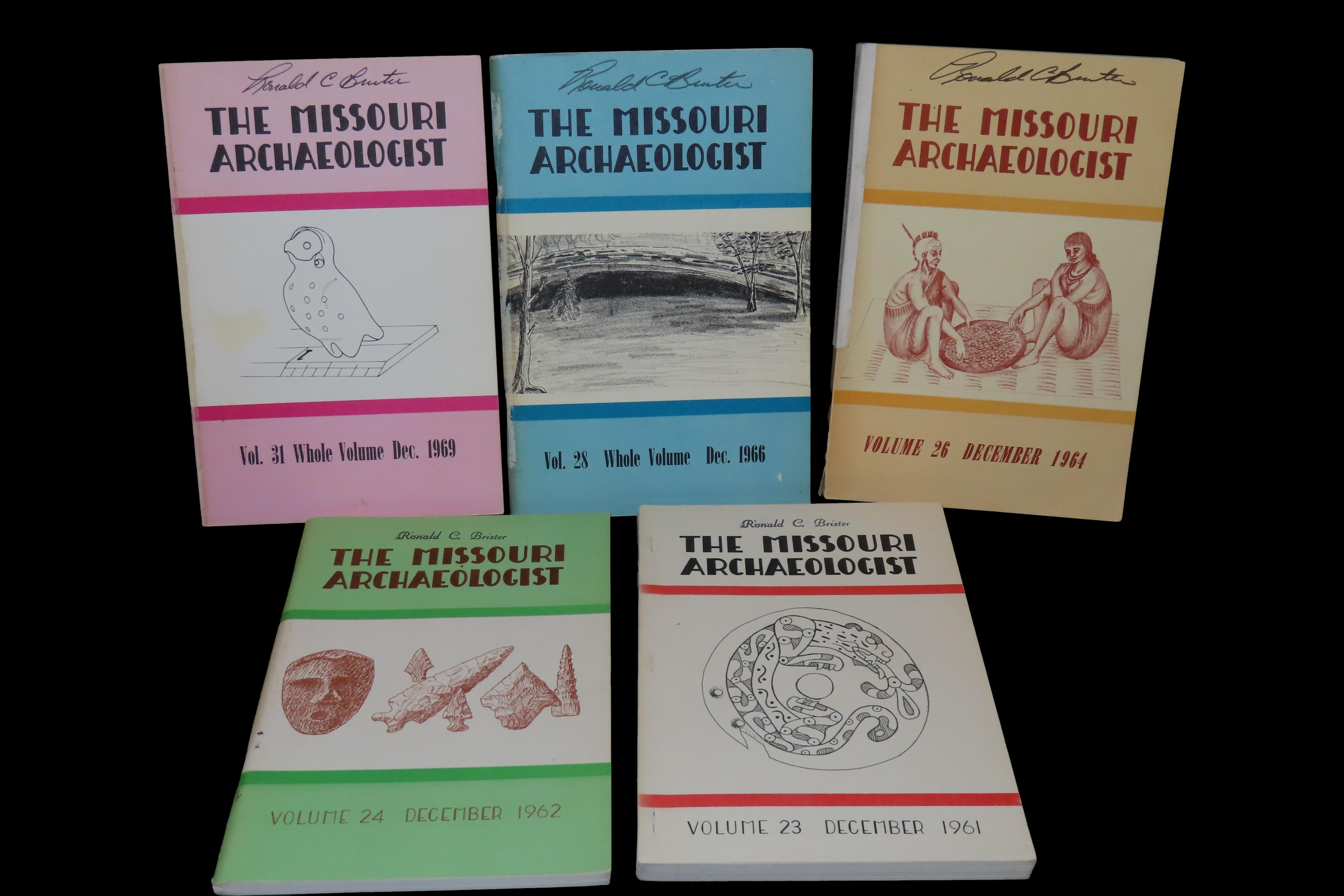5 Early 1960's Missouri Archaeologist. Full of Pics & Articles on all kinds of Artifacts & Sites. 1961, 1962, 1964, 1966, 1969.