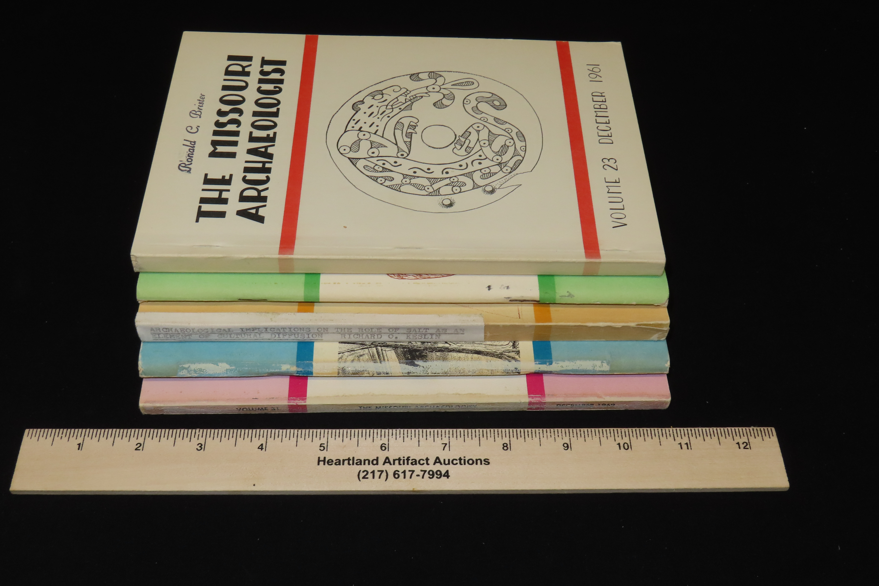 5 Early 1960's Missouri Archaeologist. Full of Pics & Articles on all kinds of Artifacts & Sites. 1961, 1962, 1964, 1966, 1969.