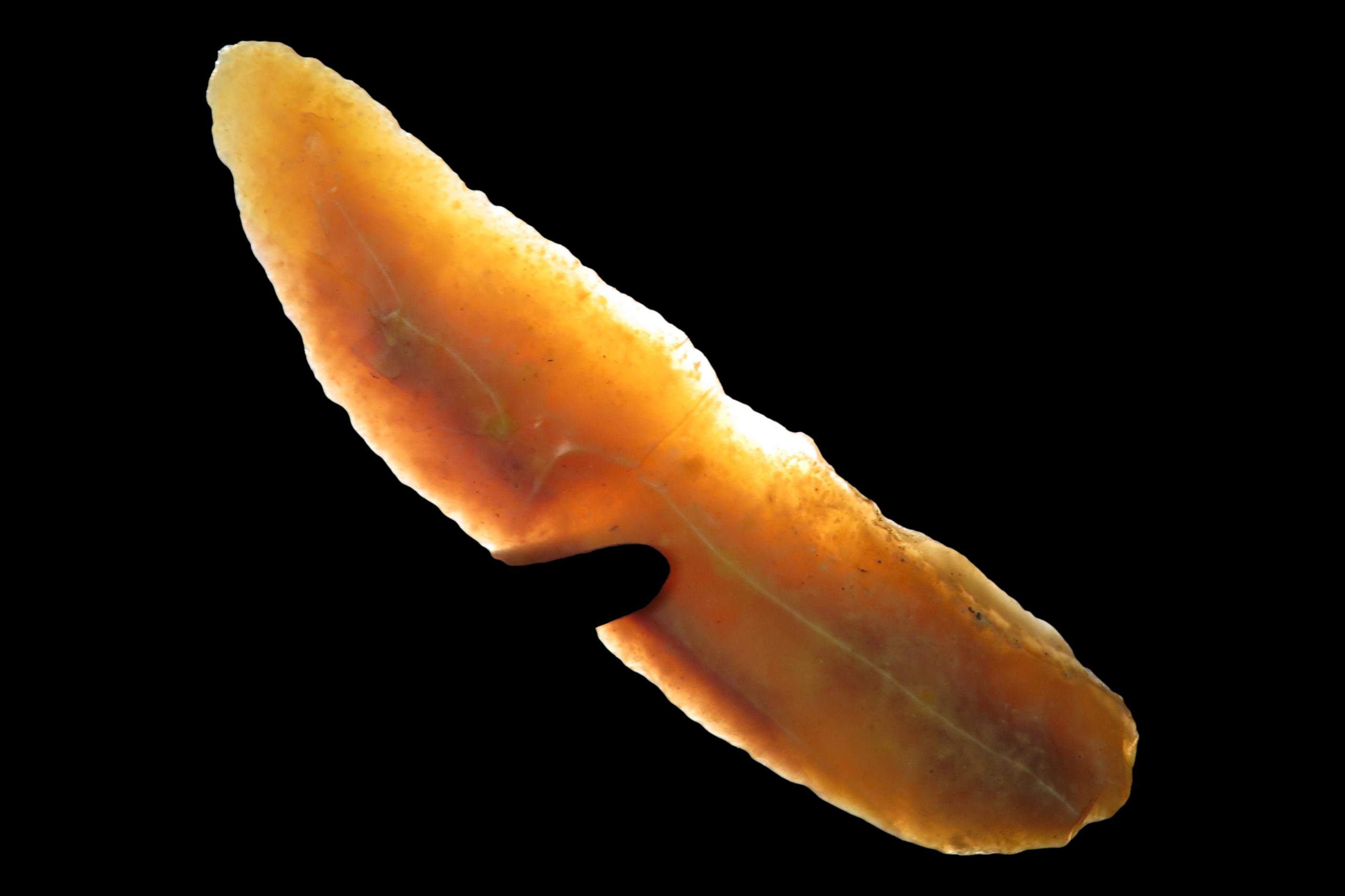 Upper Paleolithic (11k-35k years old) Flint blade from Bergerac Region France, from Cro-Magnon man, 3 3/4" Long.