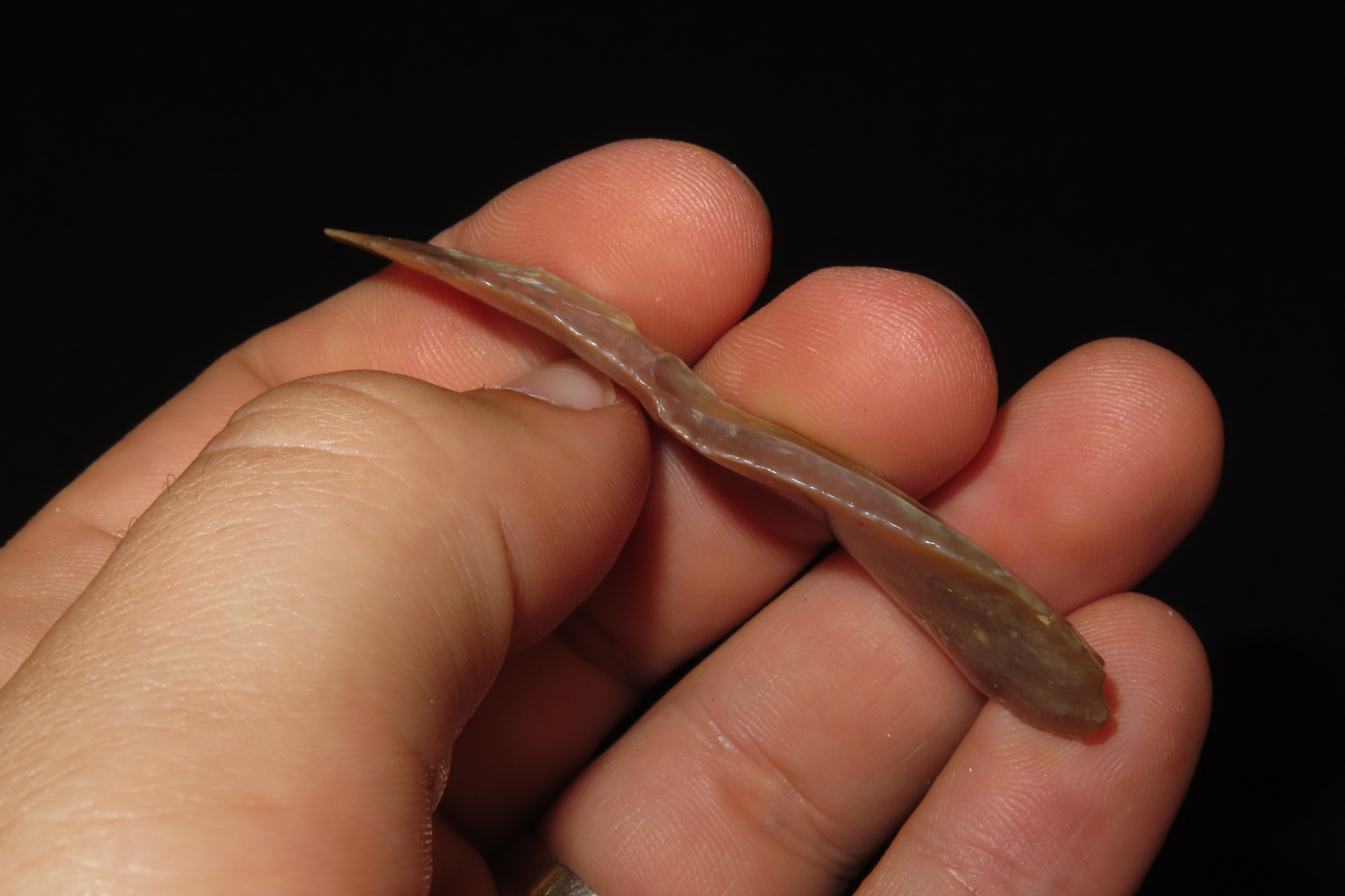 Upper Paleolithic (11k-35k years old) Flint blade from Bergerac Region France, from Cro-Magnon man, 3 3/4" Long.
