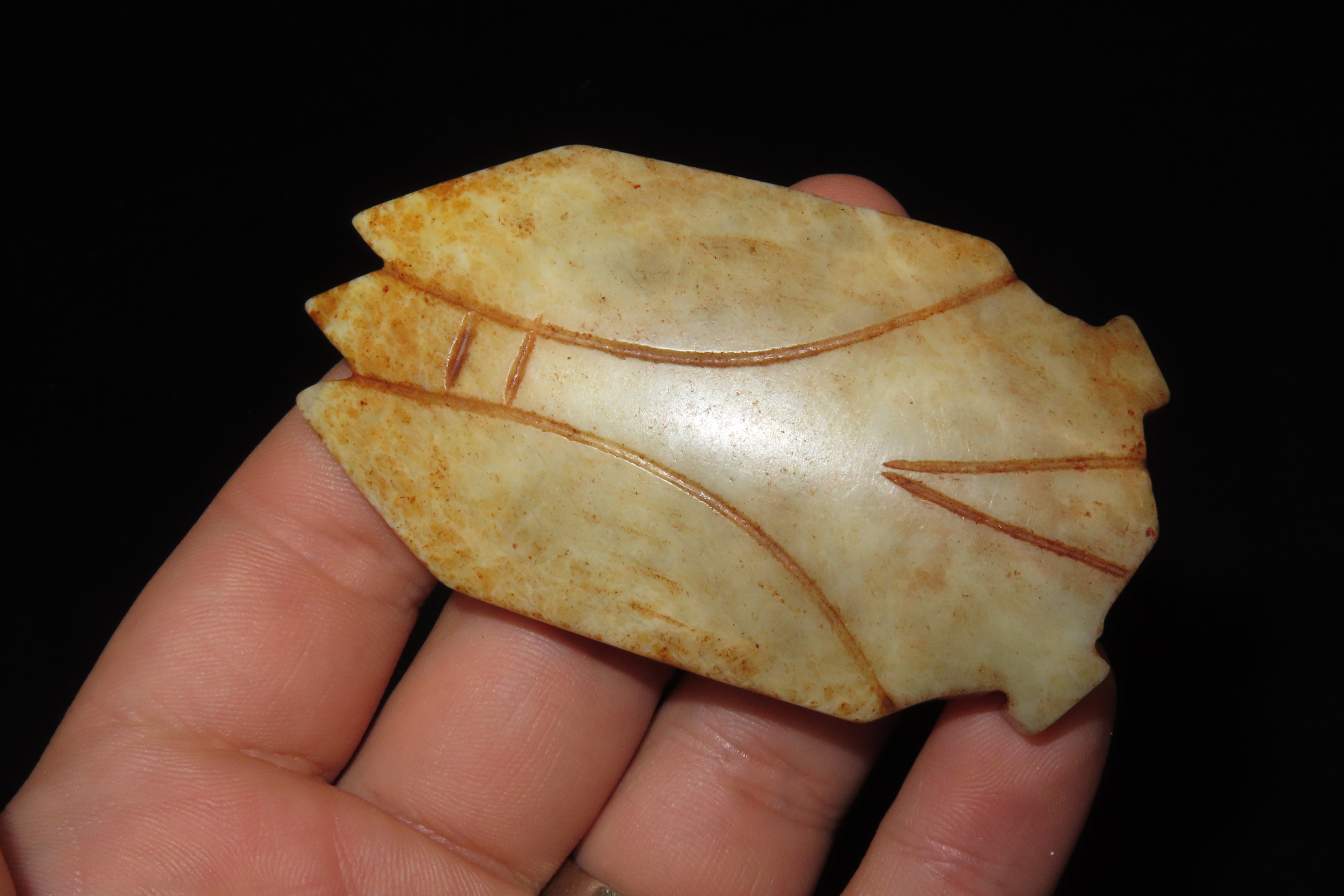 Nice Antique Chinese Hongshan Culture Jade Effigy Pendant, Hand Made Example.