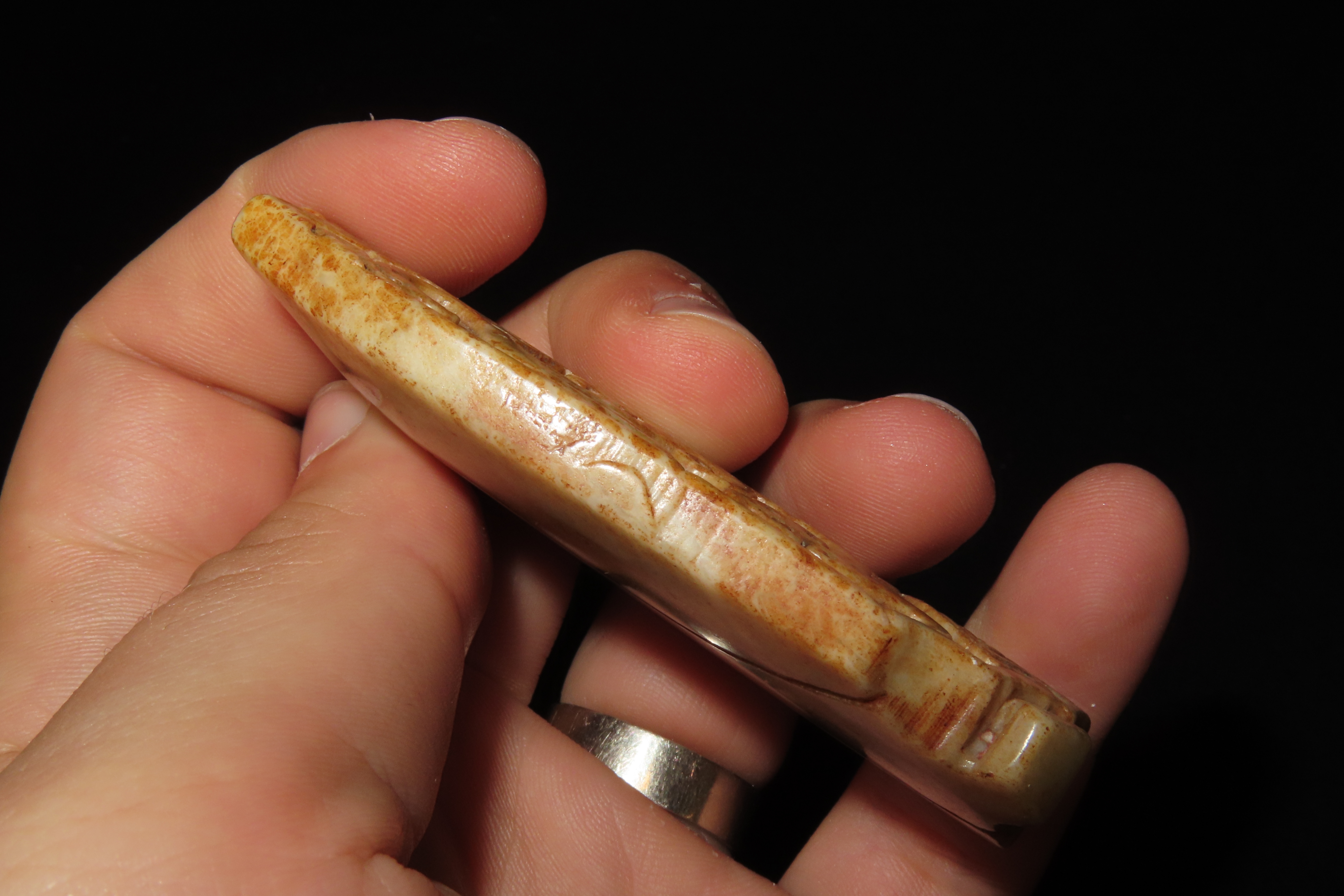 Nice Antique Chinese Hongshan Culture Jade Effigy Pendant, Hand Made Example.