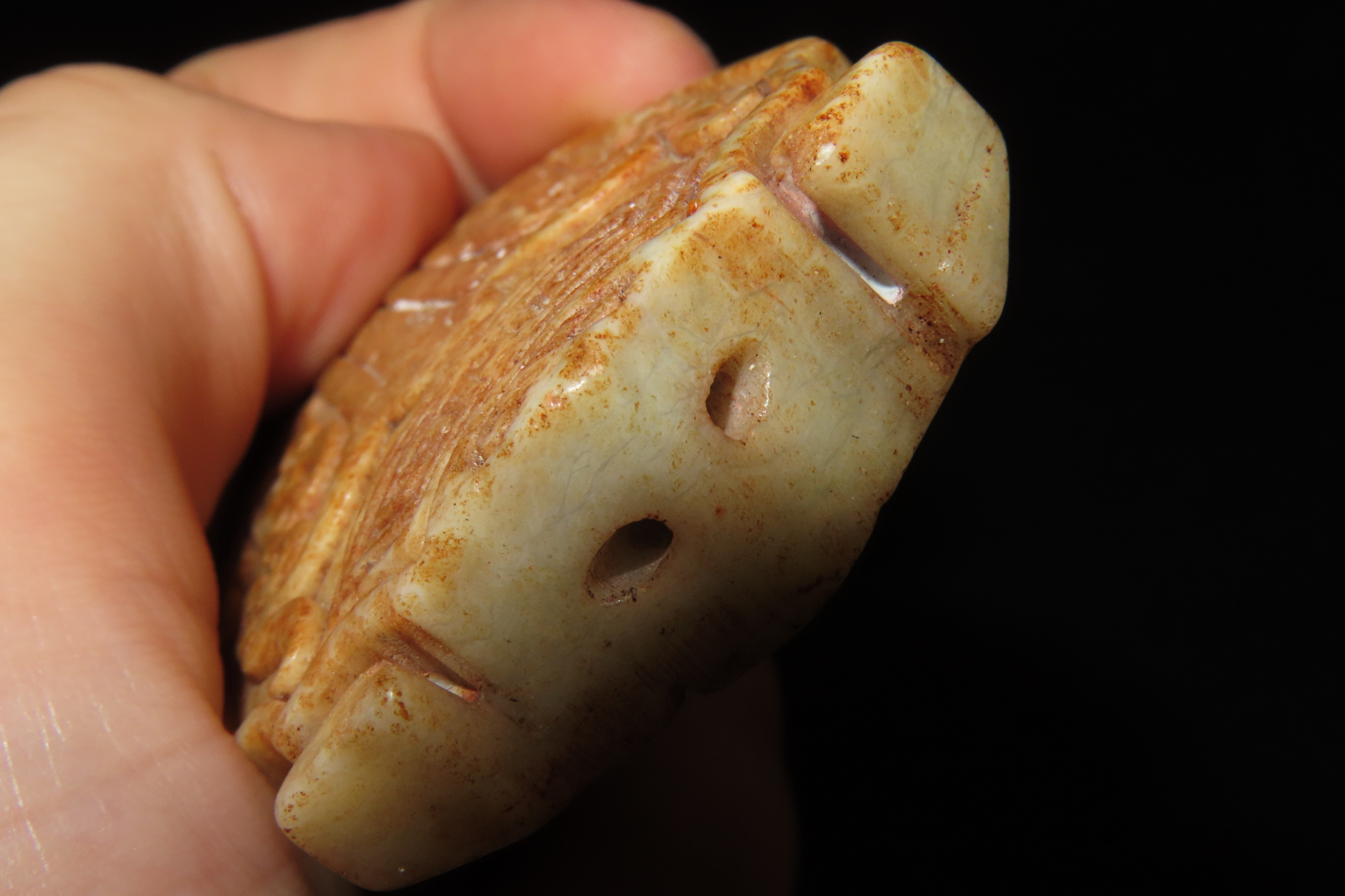Nice Antique Chinese Hongshan Culture Jade Effigy Pendant, Hand Made Example.