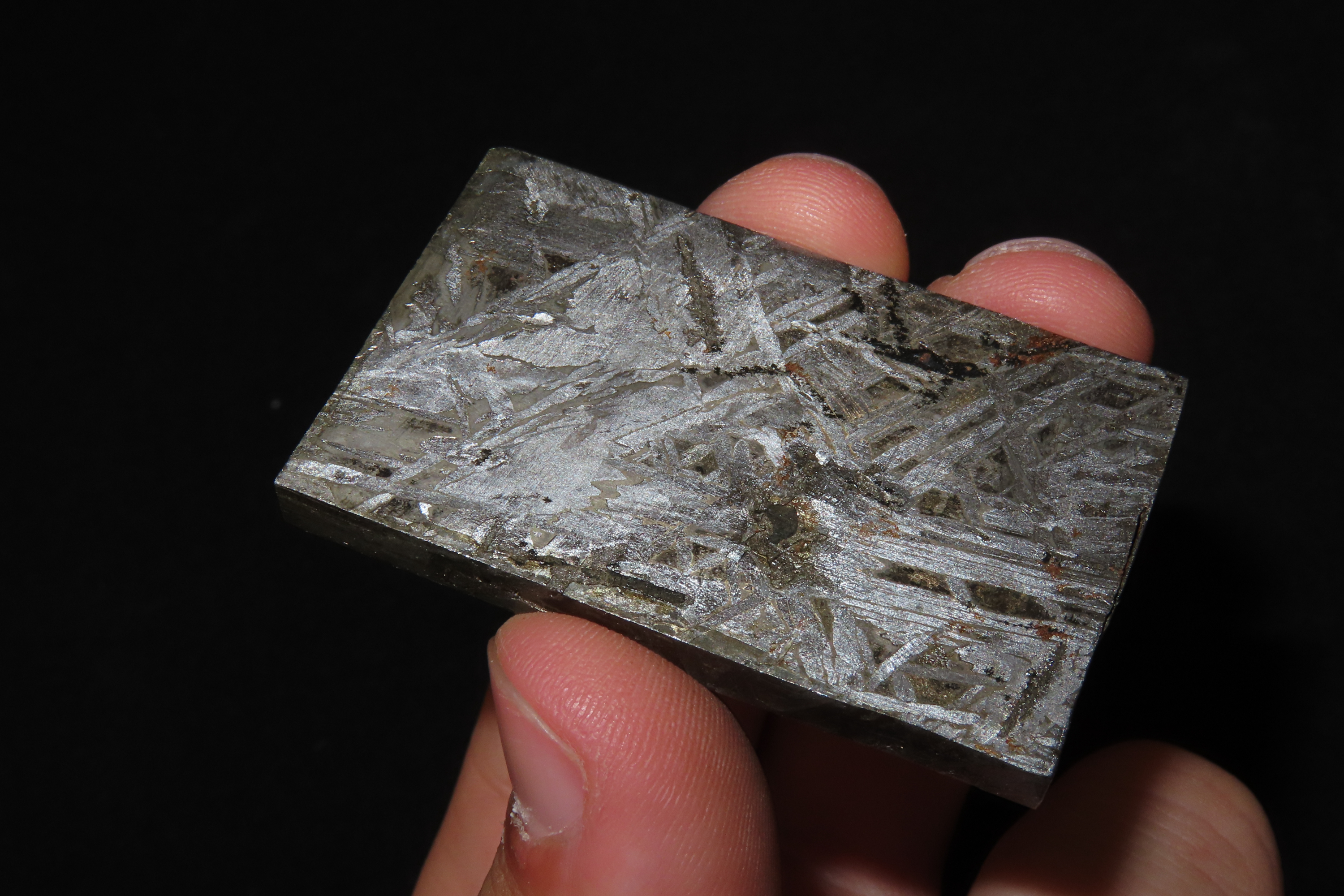 Nice Large Cut & Polished Meteorite Slab, 65 grams, Beautiful Windmanstatten Pattern