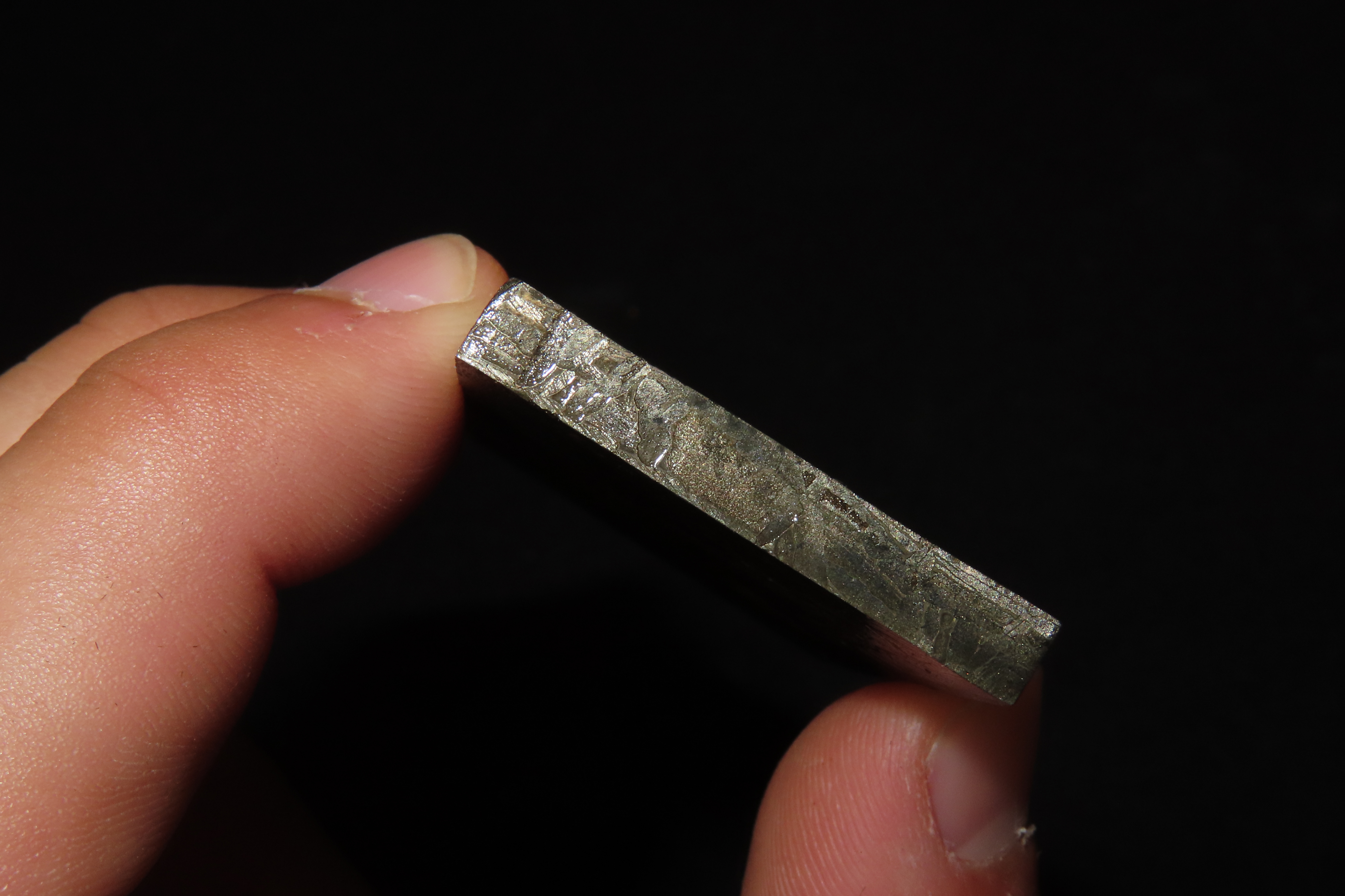 Nice Large Cut & Polished Meteorite Slab, 65 grams, Beautiful Windmanstatten Pattern