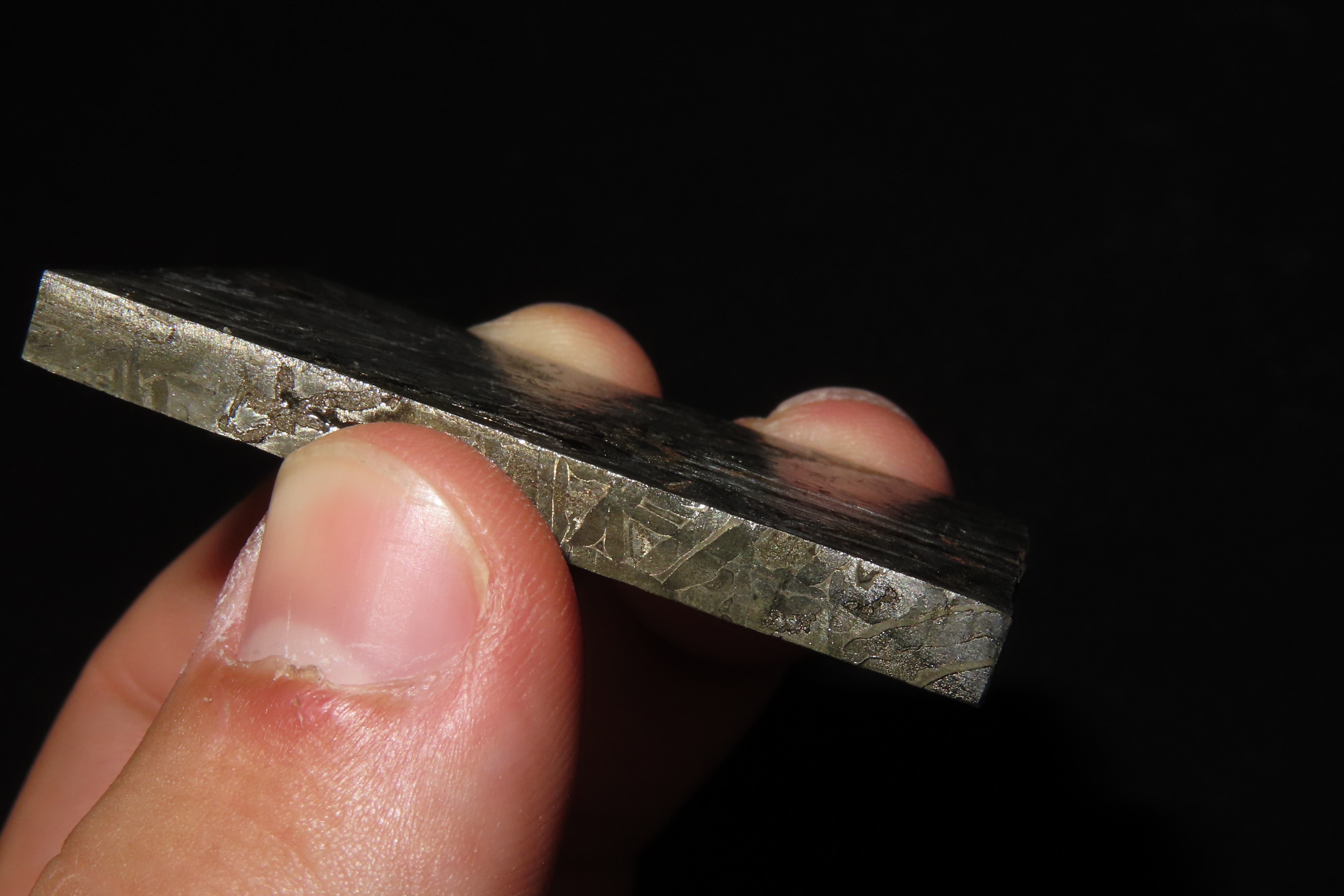Nice Large Cut & Polished Meteorite Slab, 65 grams, Beautiful Windmanstatten Pattern
