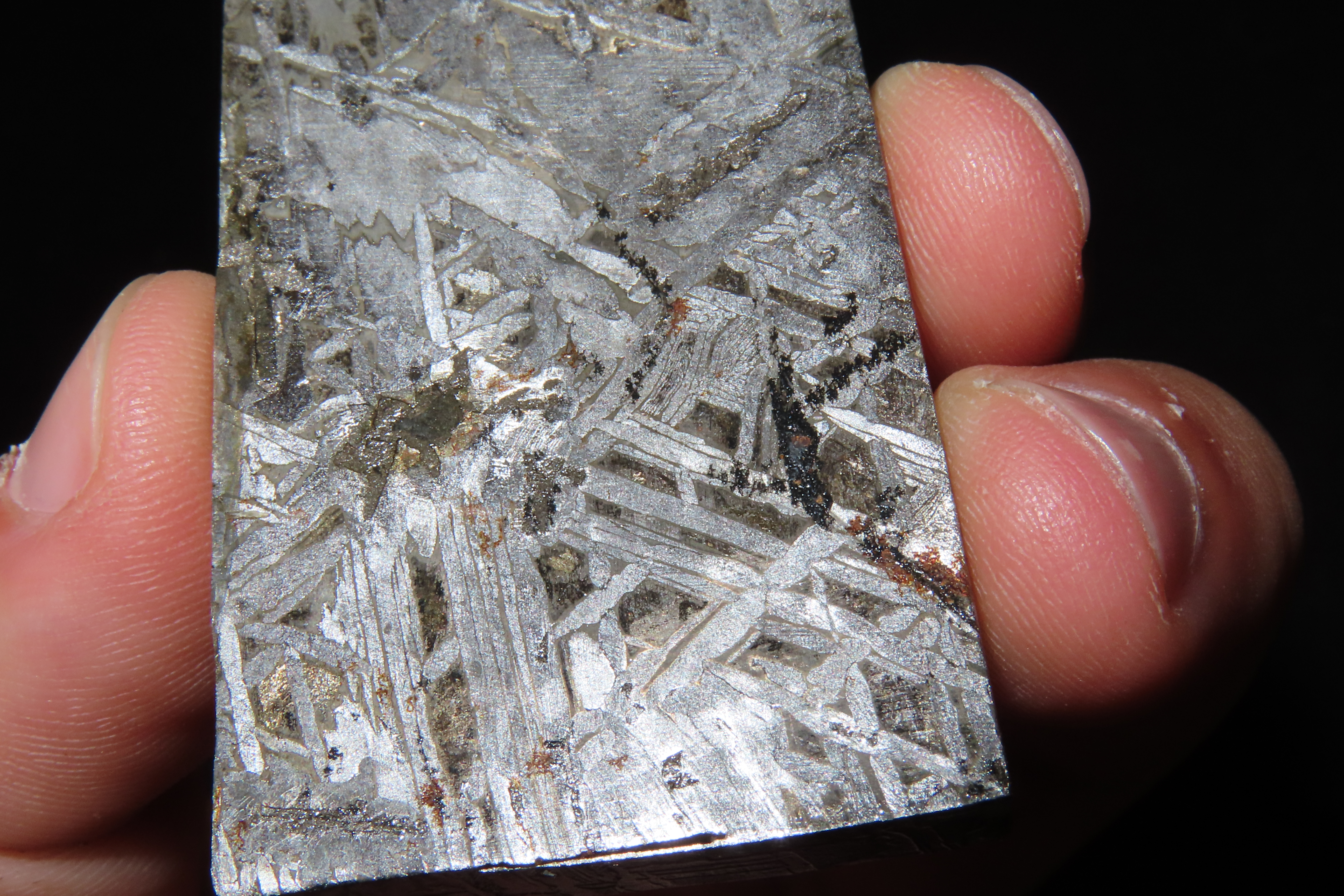 Nice Large Cut & Polished Meteorite Slab, 65 grams, Beautiful Windmanstatten Pattern