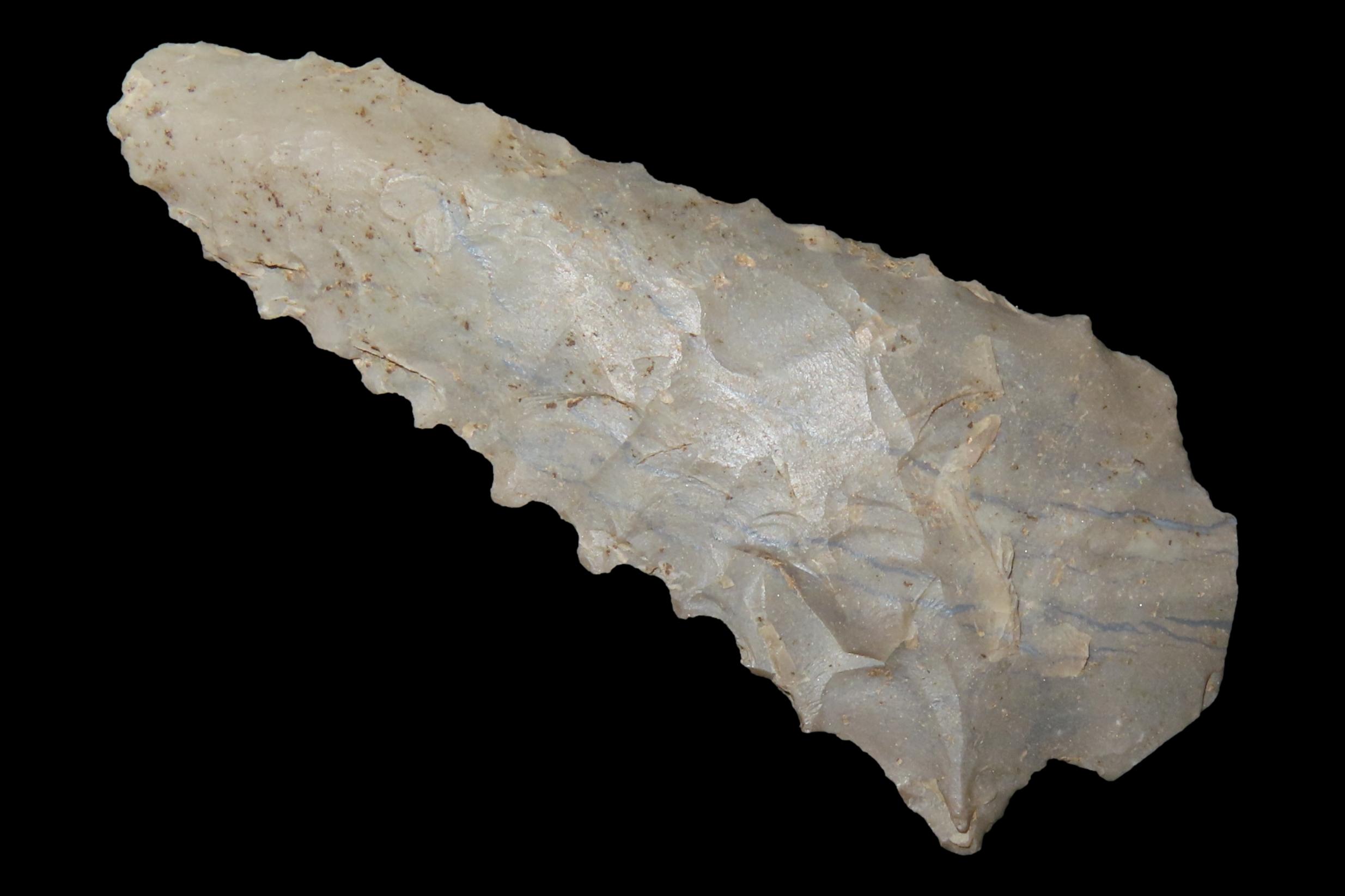 2 3/4" Serrated Kirk Stemmed found in Breckenridge Co. Kentucky, Indian Arrowhead, Artifact.