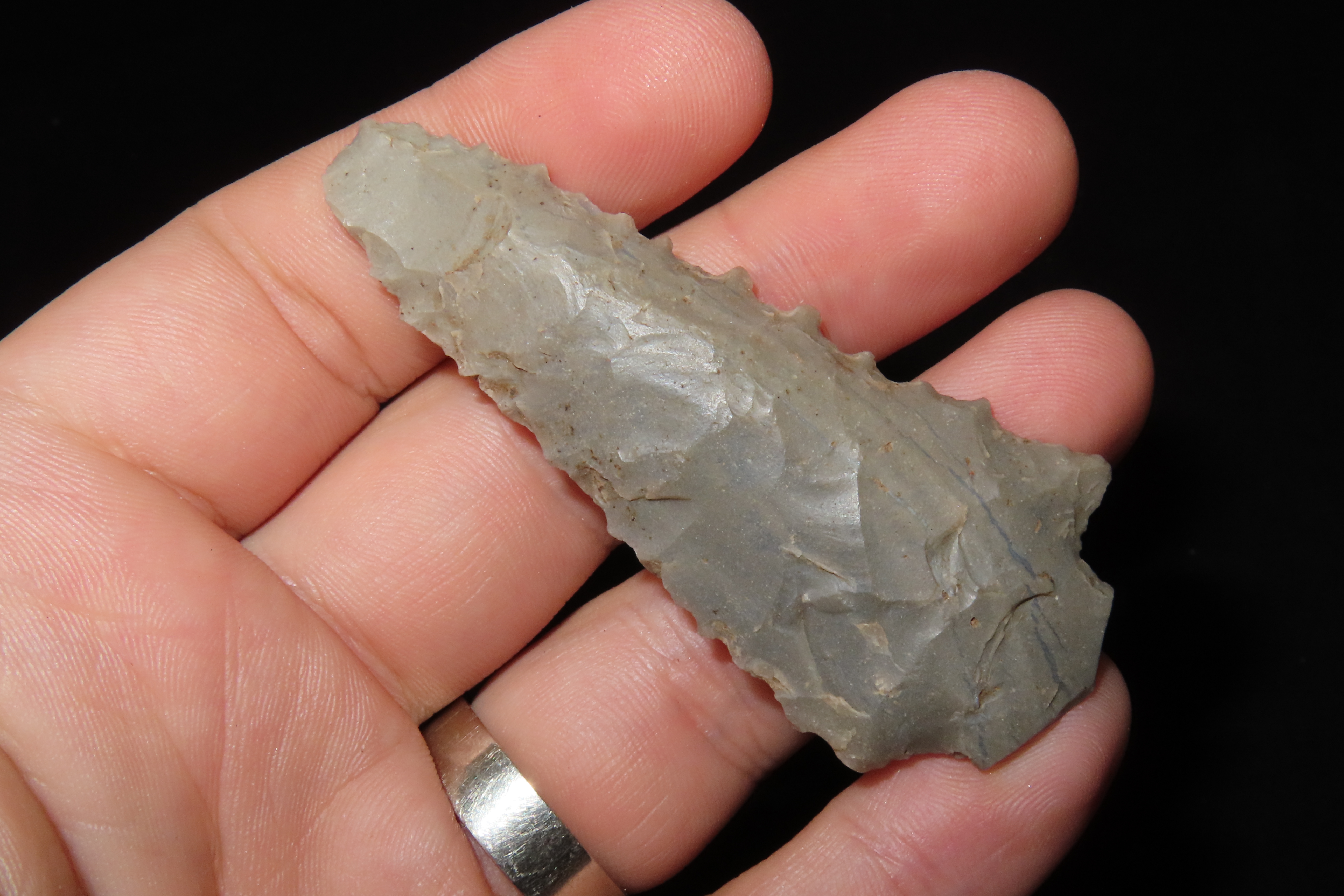 2 3/4" Serrated Kirk Stemmed found in Breckenridge Co. Kentucky, Indian Arrowhead, Artifact.