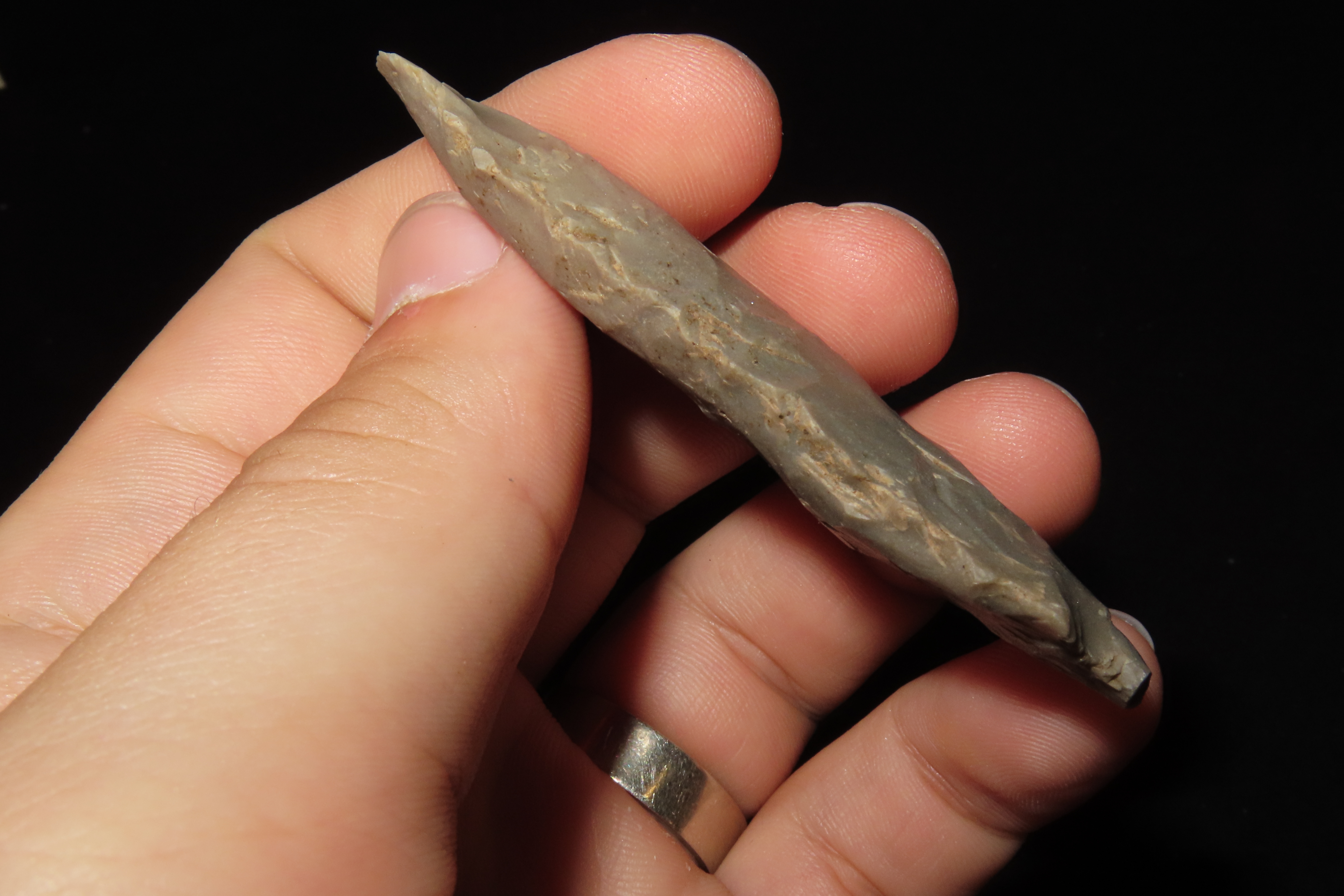 2 3/4" Serrated Kirk Stemmed found in Breckenridge Co. Kentucky, Indian Arrowhead, Artifact.