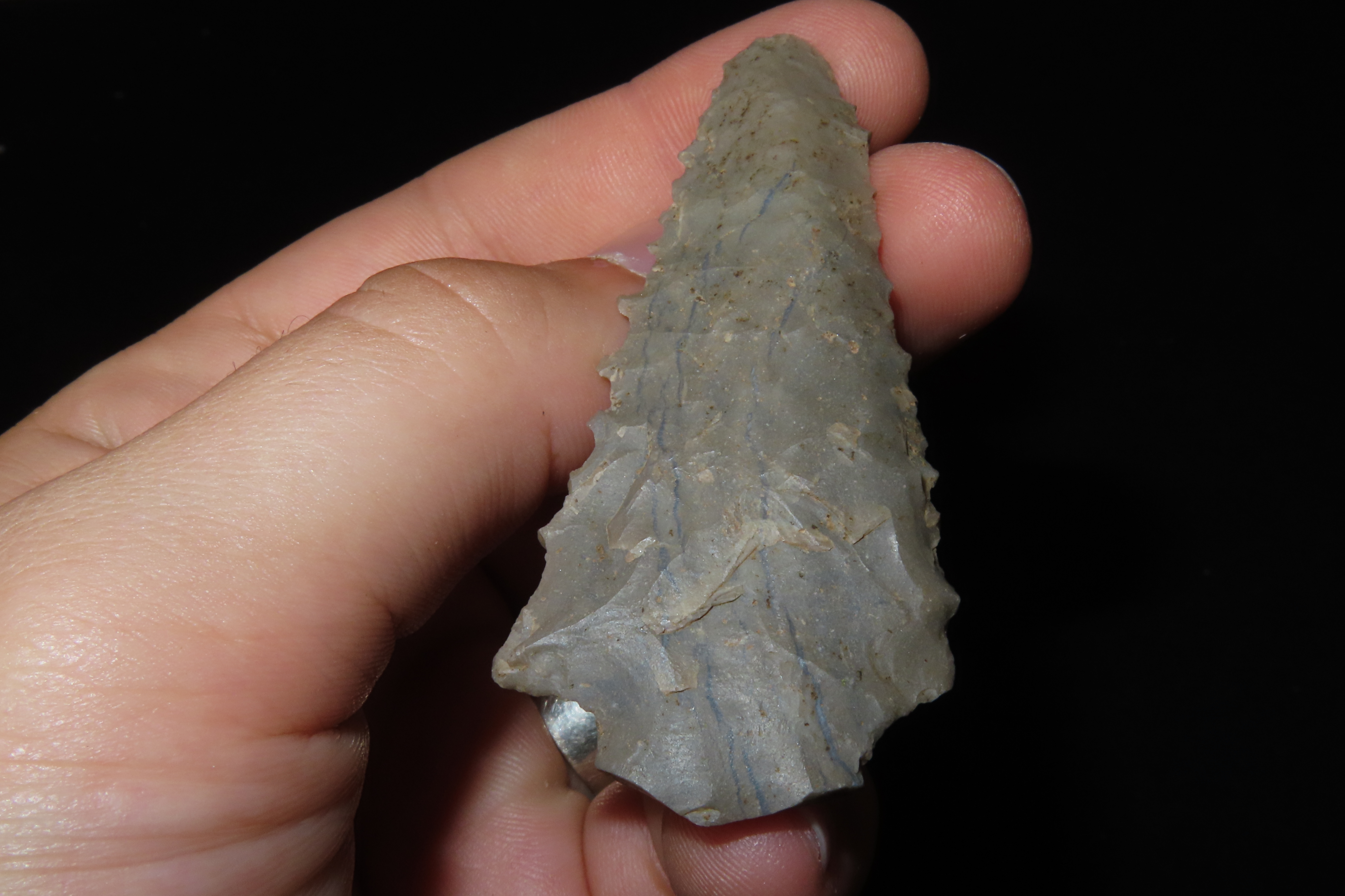 2 3/4" Serrated Kirk Stemmed found in Breckenridge Co. Kentucky, Indian Arrowhead, Artifact.
