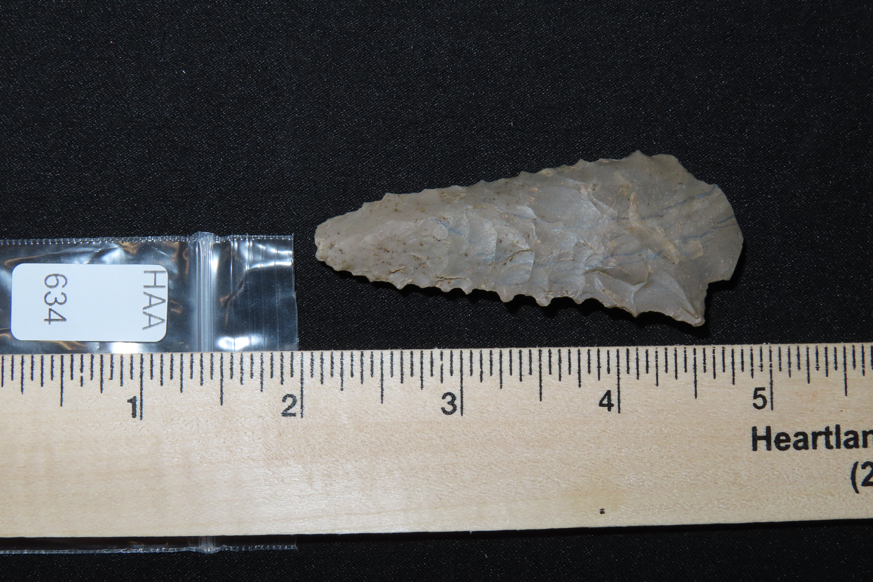 2 3/4" Serrated Kirk Stemmed found in Breckenridge Co. Kentucky, Indian Arrowhead, Artifact.