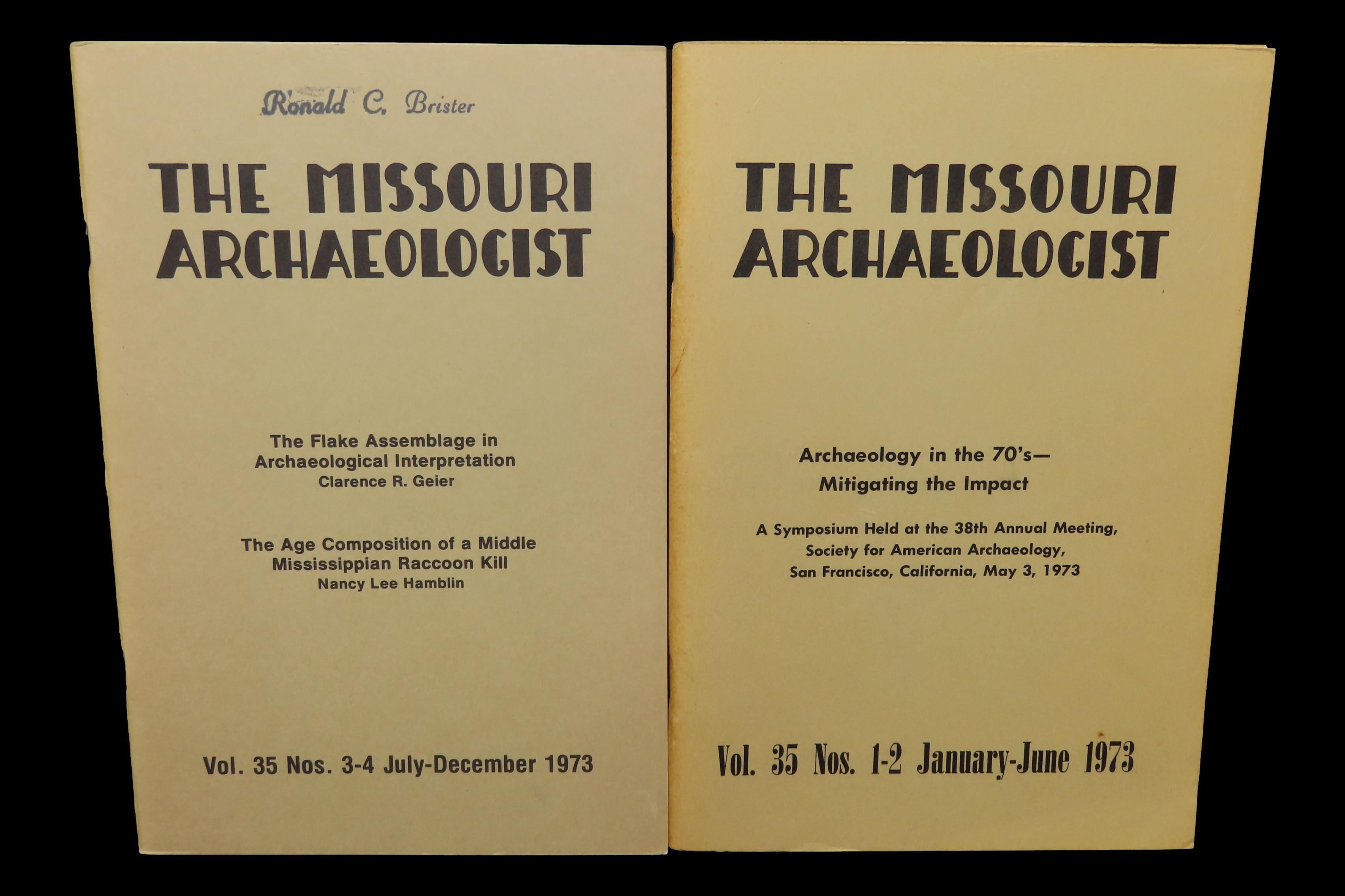 Complete Set of 1973 Missouri Archaeologist. Full of Pics & Articles on all kinds of Artifacts & Sites
